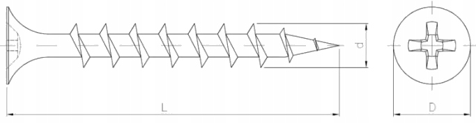 100x Wkręty hartowane do drewna 4x16 ocynk Długość całkowita 16 mm