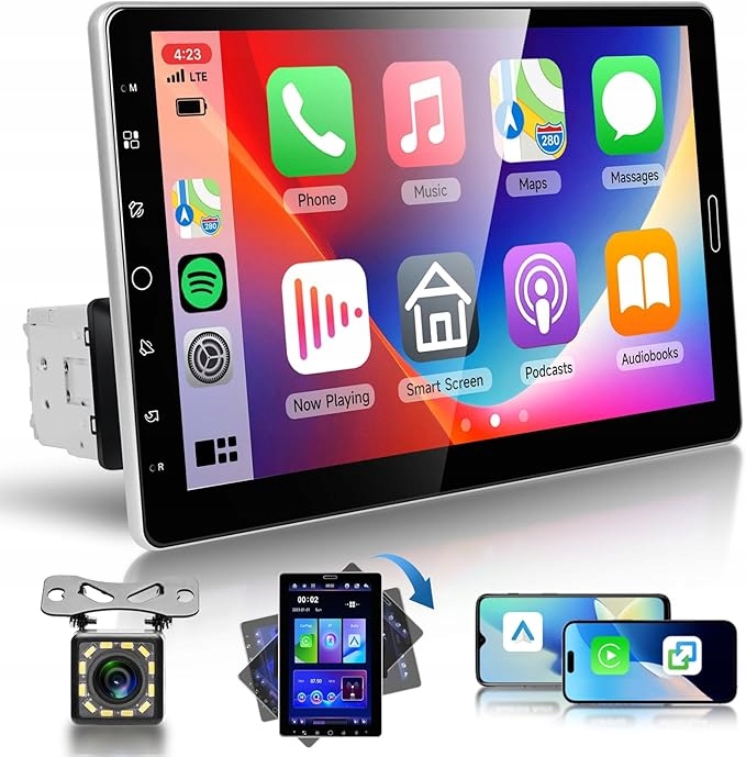 Rimoody Radio samochodowe 1 Din 10.1 cala obrotowe Android 2-DIN