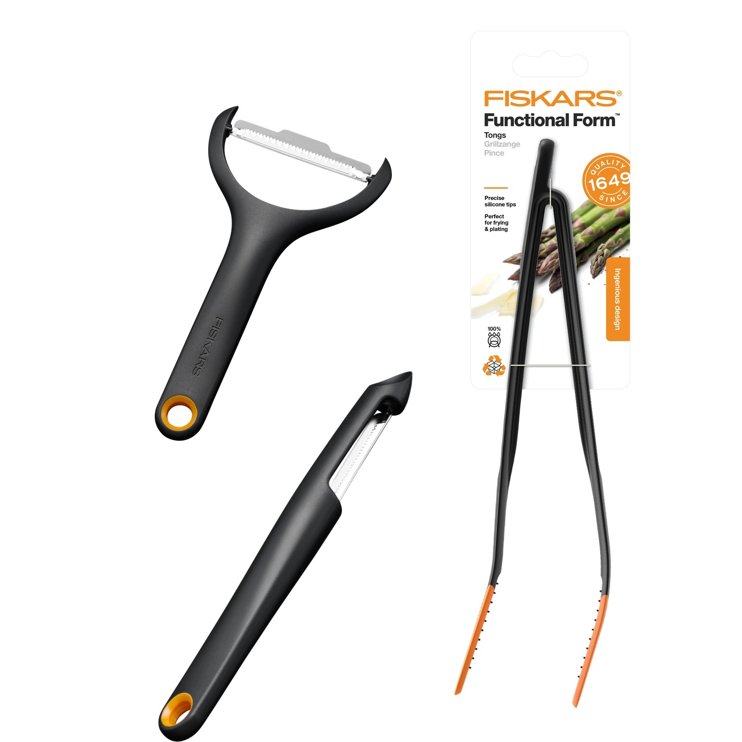 Fiskars Kuchyňská sada Kleště na smažení Škrabka a škrabka 2ks