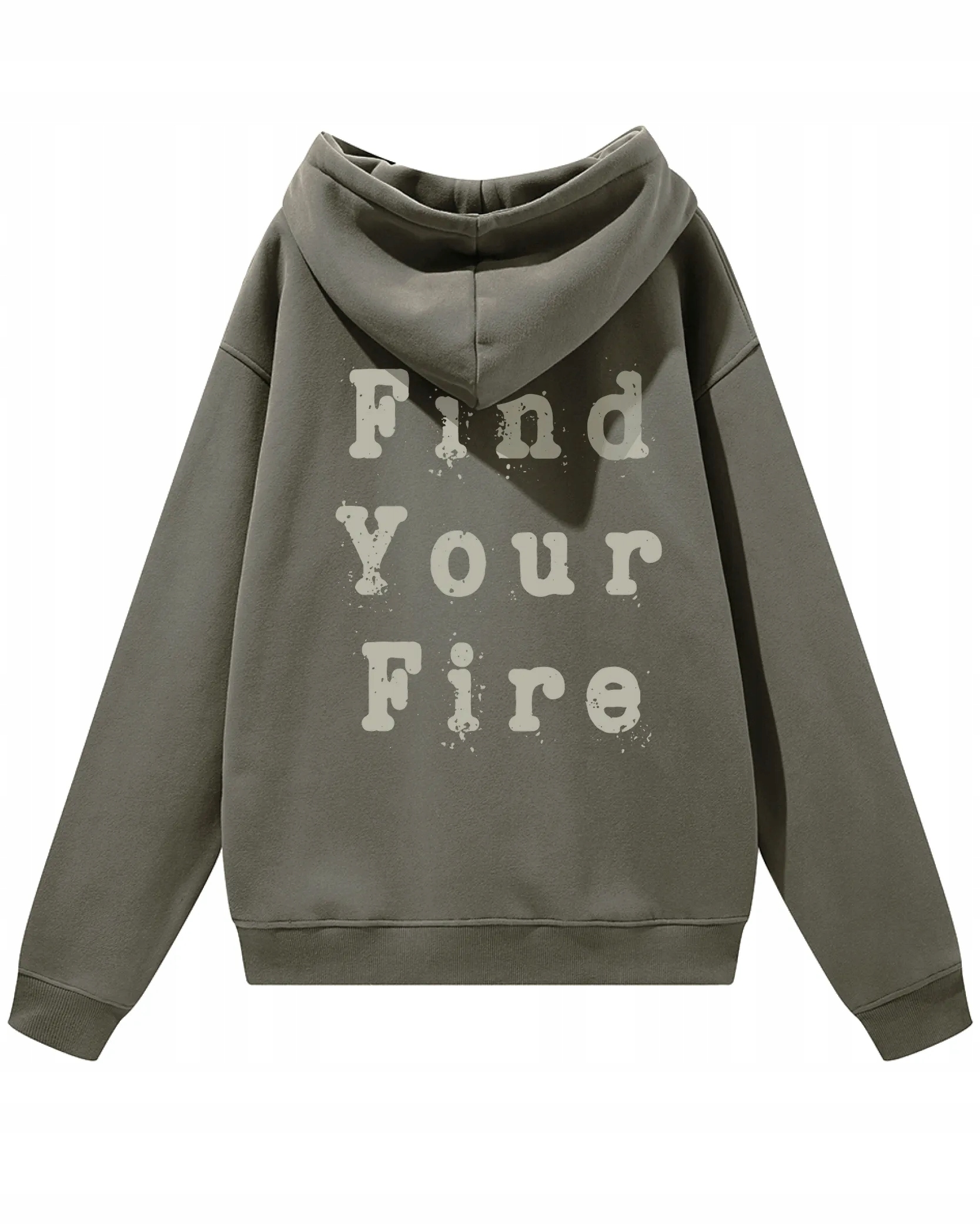 Volná Oversize mikina s motivačním potiskem Find Your Fire, s kapucí , velikost S
