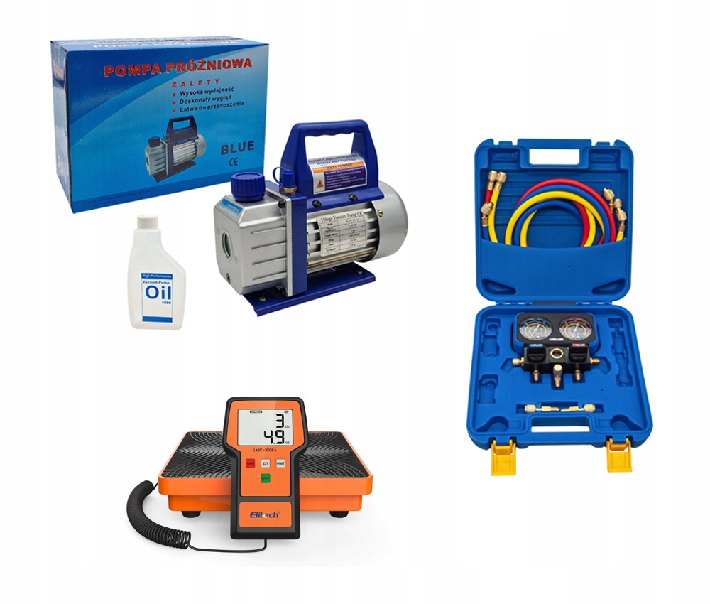 Vákuová pumpa VP125 Manometre Value s hadicami Hmotnosť Elite