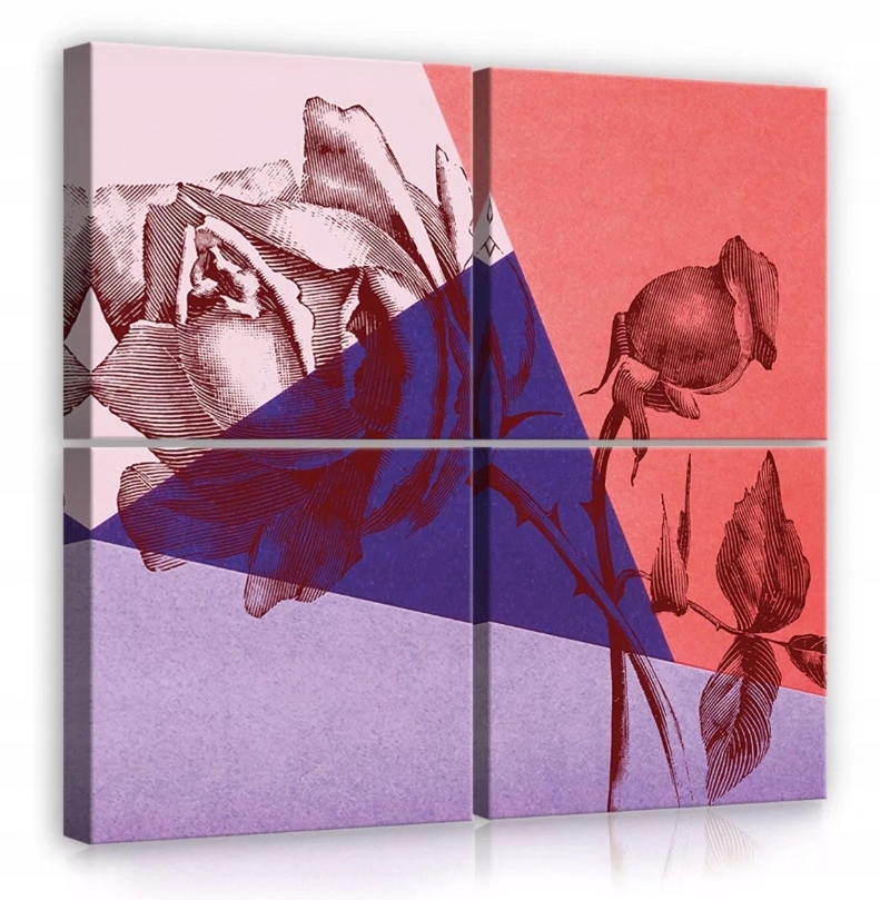 Obraz 50x50 modulární růže květiny abstrakce geometrie moderní růžová