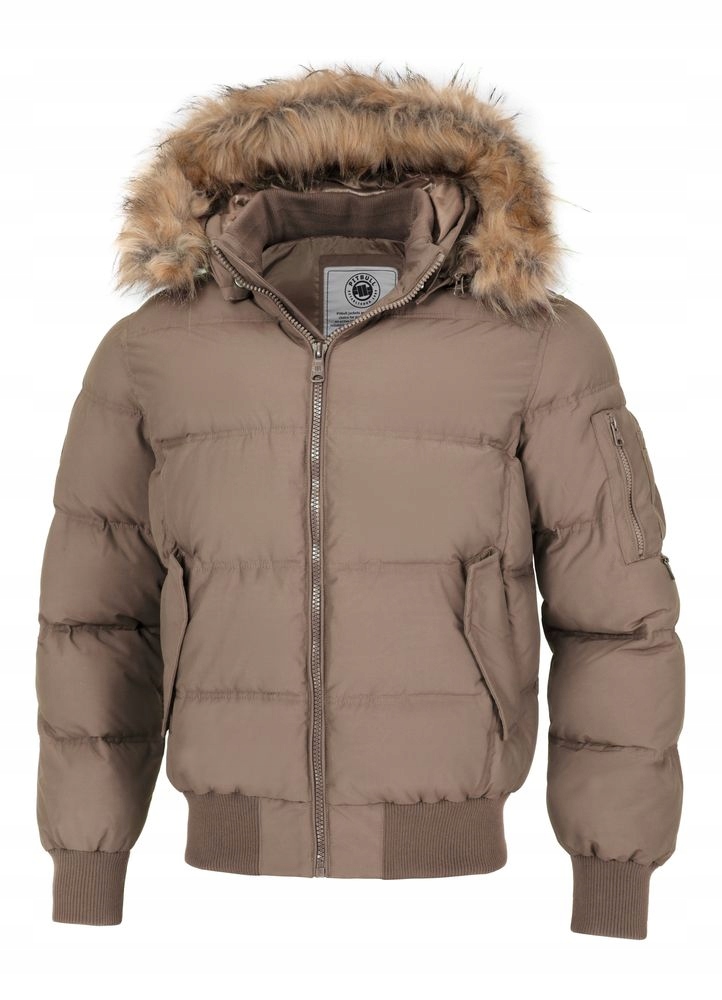 Pánská Zimní bunda Pitbull Teplá prošívaná bunda s kapucí Burnt Kožíšek