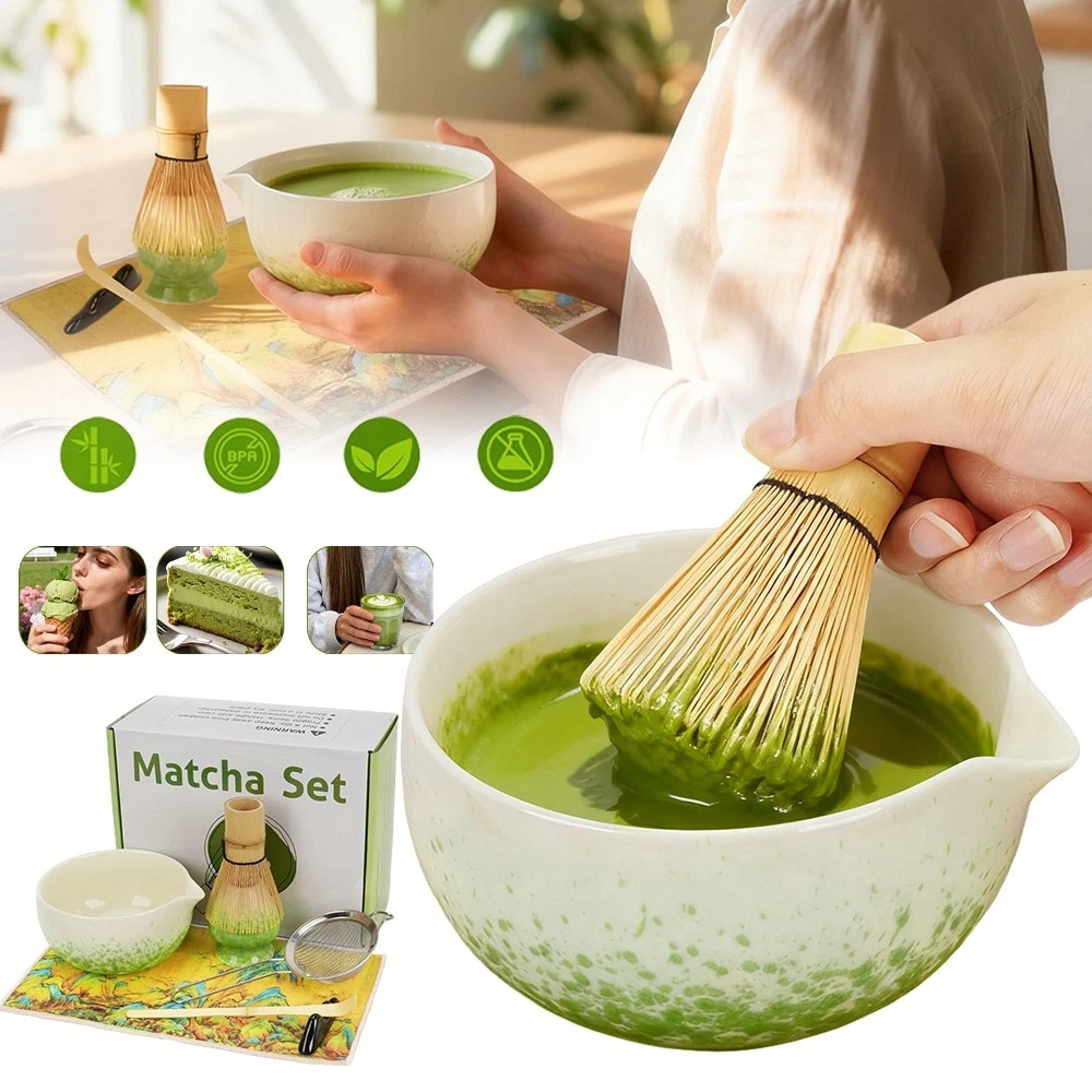 Levně Bambusový Dárková Sada Na Čaj Matchy Chashaku žluto-hnědý