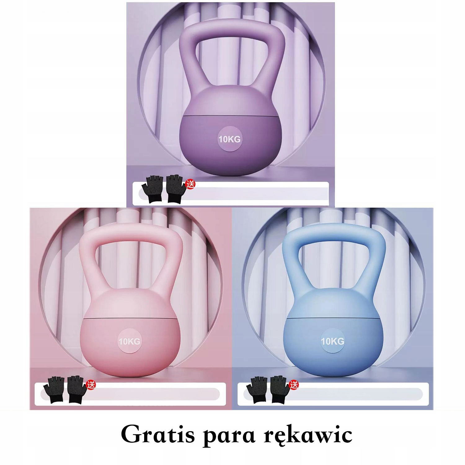 Kettlebell 10 kg, miękka żeliwna rączka, trening fitness