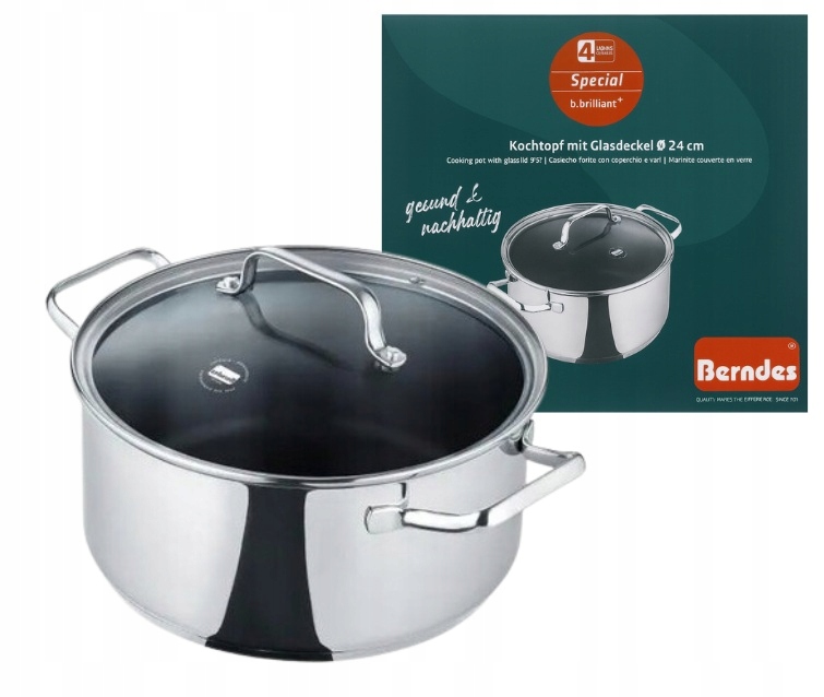 Hrniec 24 CM Nerezová Oceľ Quartz S Pokrievkou Indukcia 4,9L Berndes Oceľový