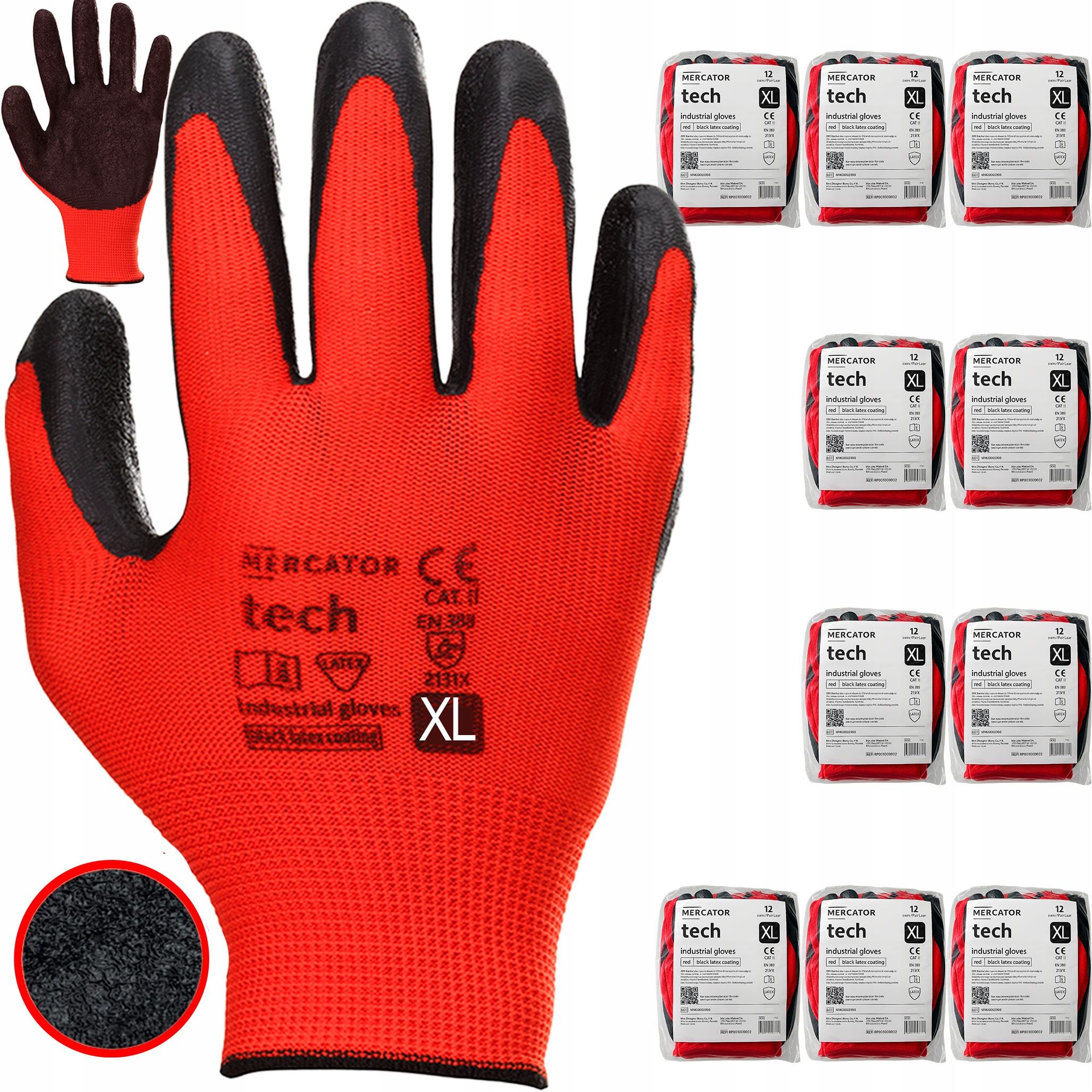 Pracovní Rukavice Dílna Latex Mercator Lehké Červené vel. XL 120 Párů
