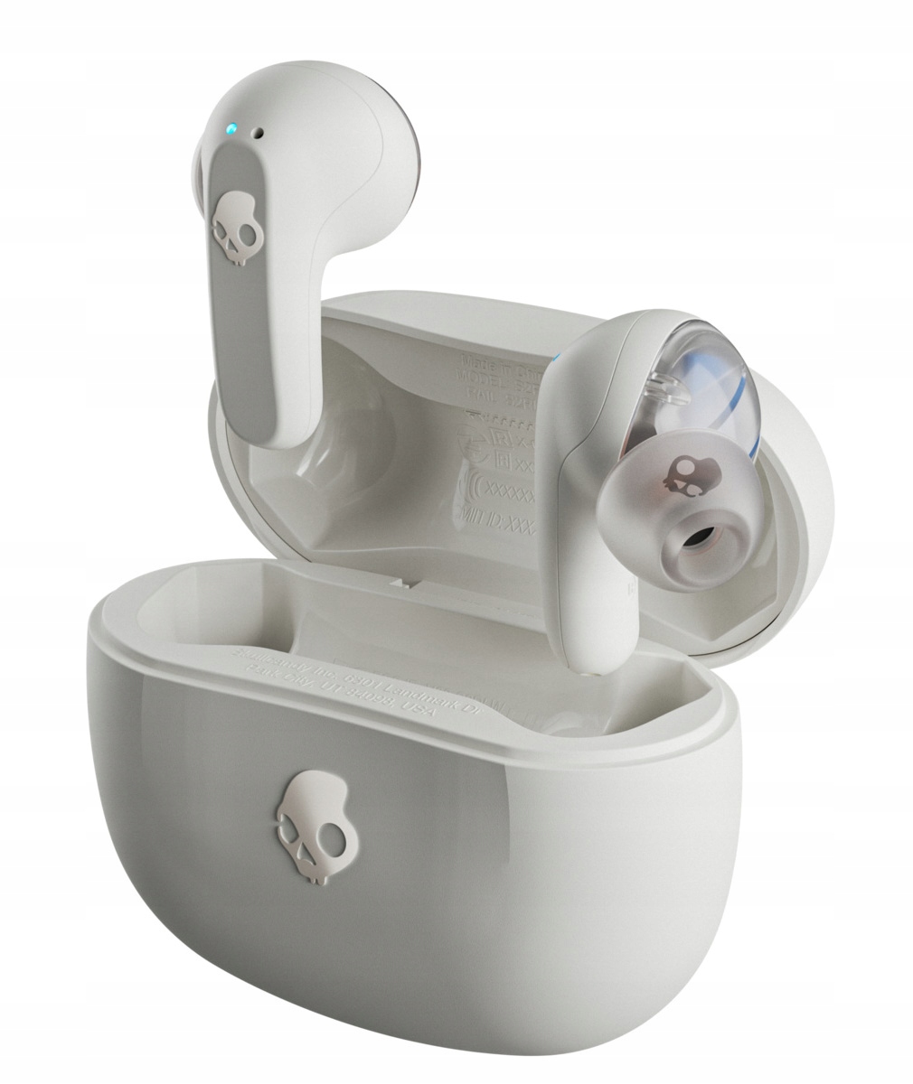 Biele slúchadlá do uší Skullcandy Rail True Wireless Bone IP55 Puzdro