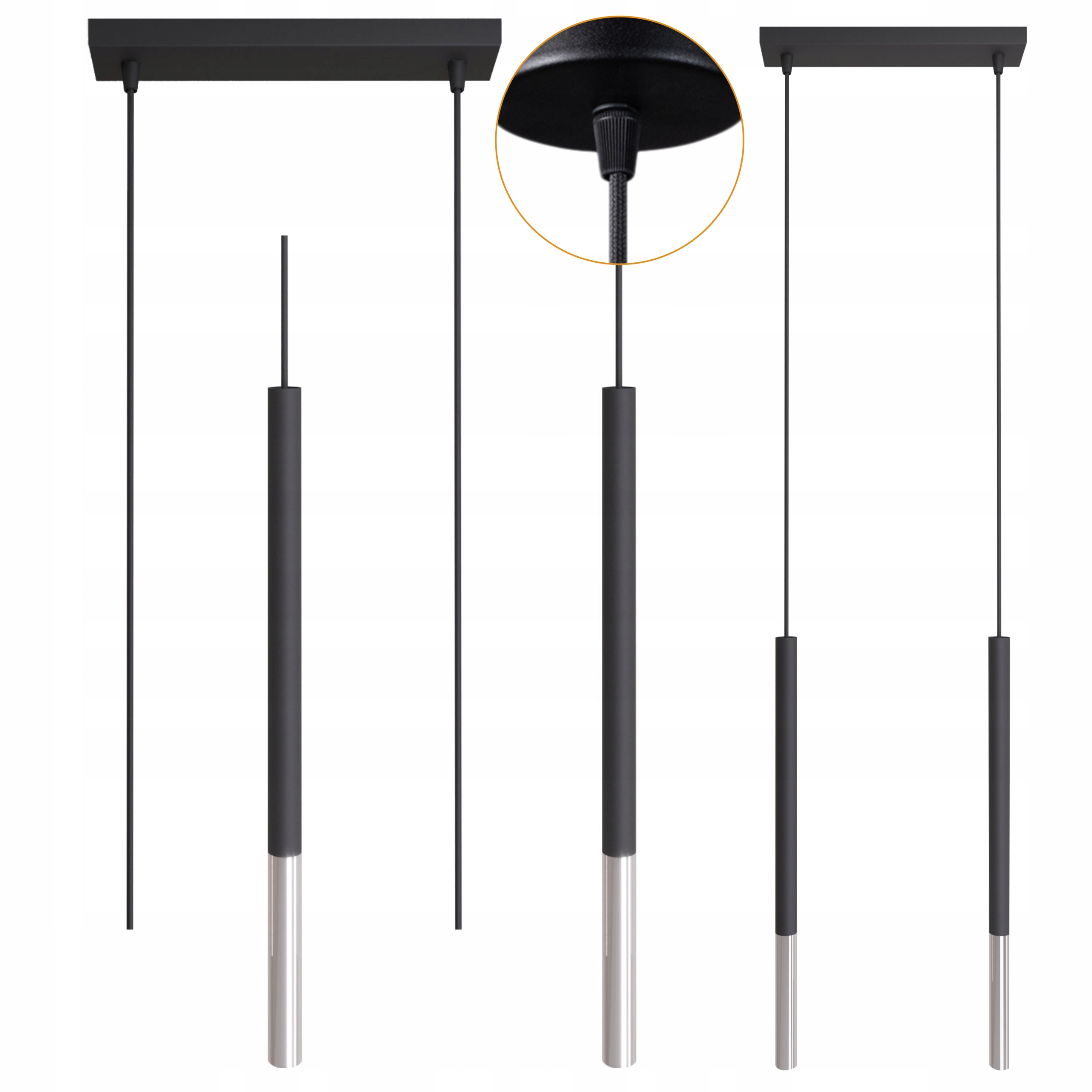 Závěsná kovová lampa Loft Cerlux Frey Černá Stříbrná 2x10W 2xG9 Zwis