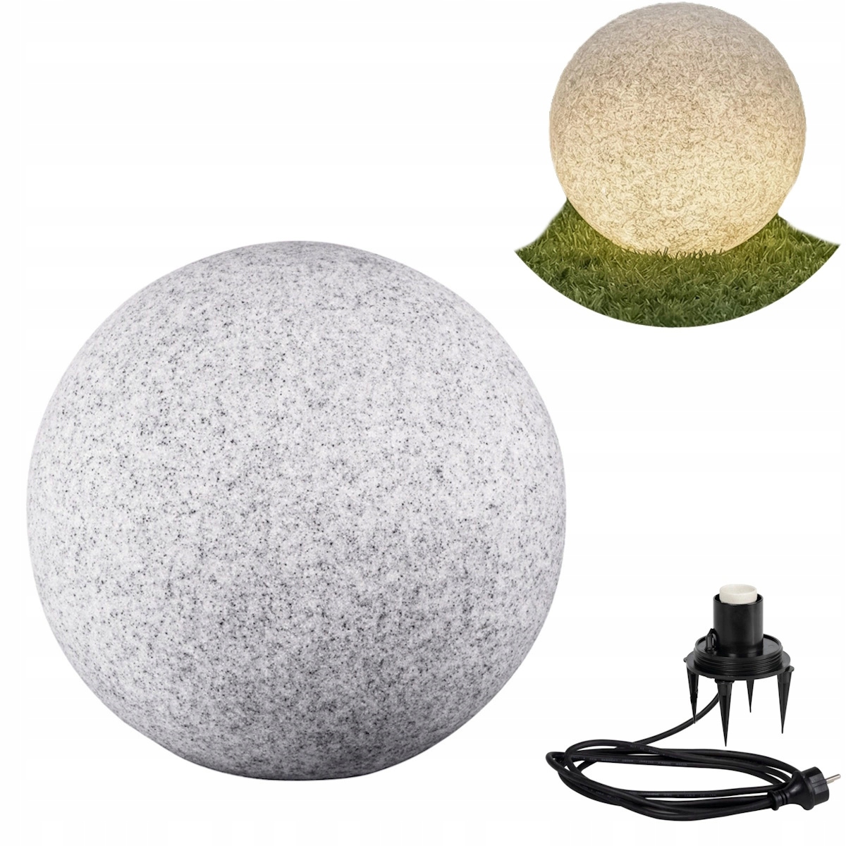 Led zahradní lampa Kámen Malá zapichovací koule Stono E27 Velký závit 230 mm