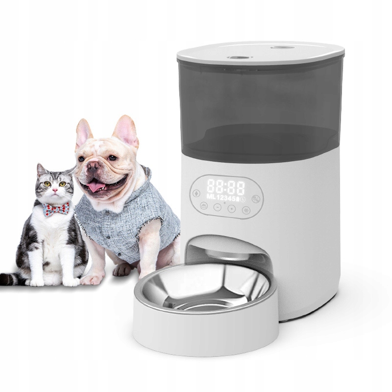 Levně Automatický Dávkovač Krmiva 4L pro kočky, Psy, Králíky, Nahrávání Hlasu 10s