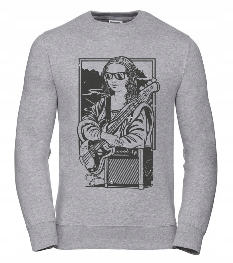 Pánská Mikina Mona Lisa s basem 3XL Šedá Pro něj Chlapa Manžela Chlapa
