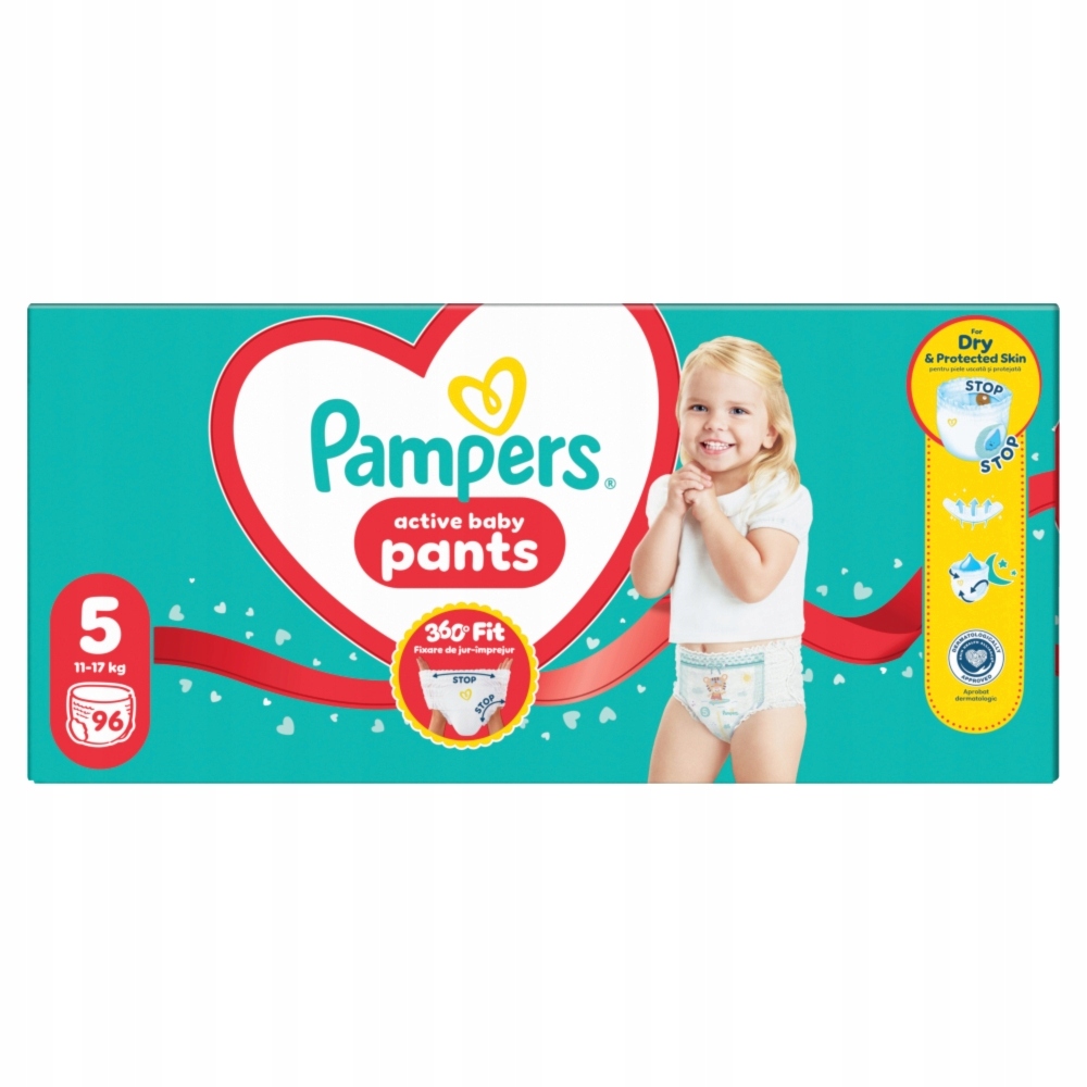 Pieluchomajtki Pampers Active Baby, rozmiar 5, 96 szt, 11kg-17kg