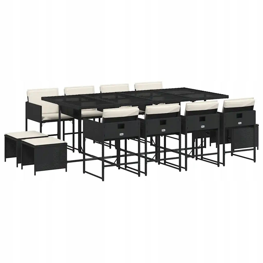 Zahradní nábytek set Pe ratan černý 220 x 106 x 73 cm