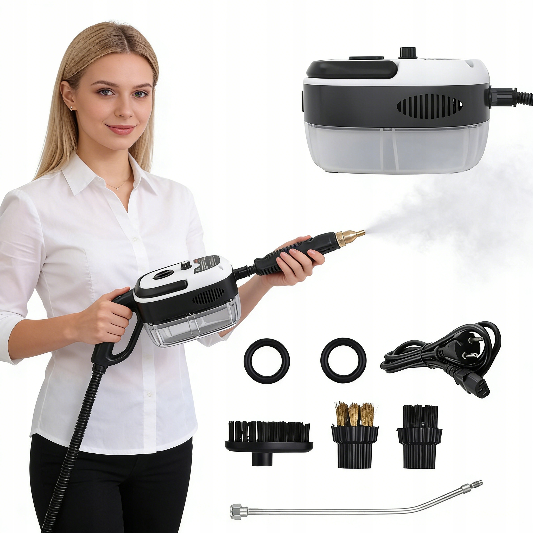 Odkurzacz Parowy Ręczny Wielofunkcyjny Do Domu I Auta Z Trzema Końcówkami