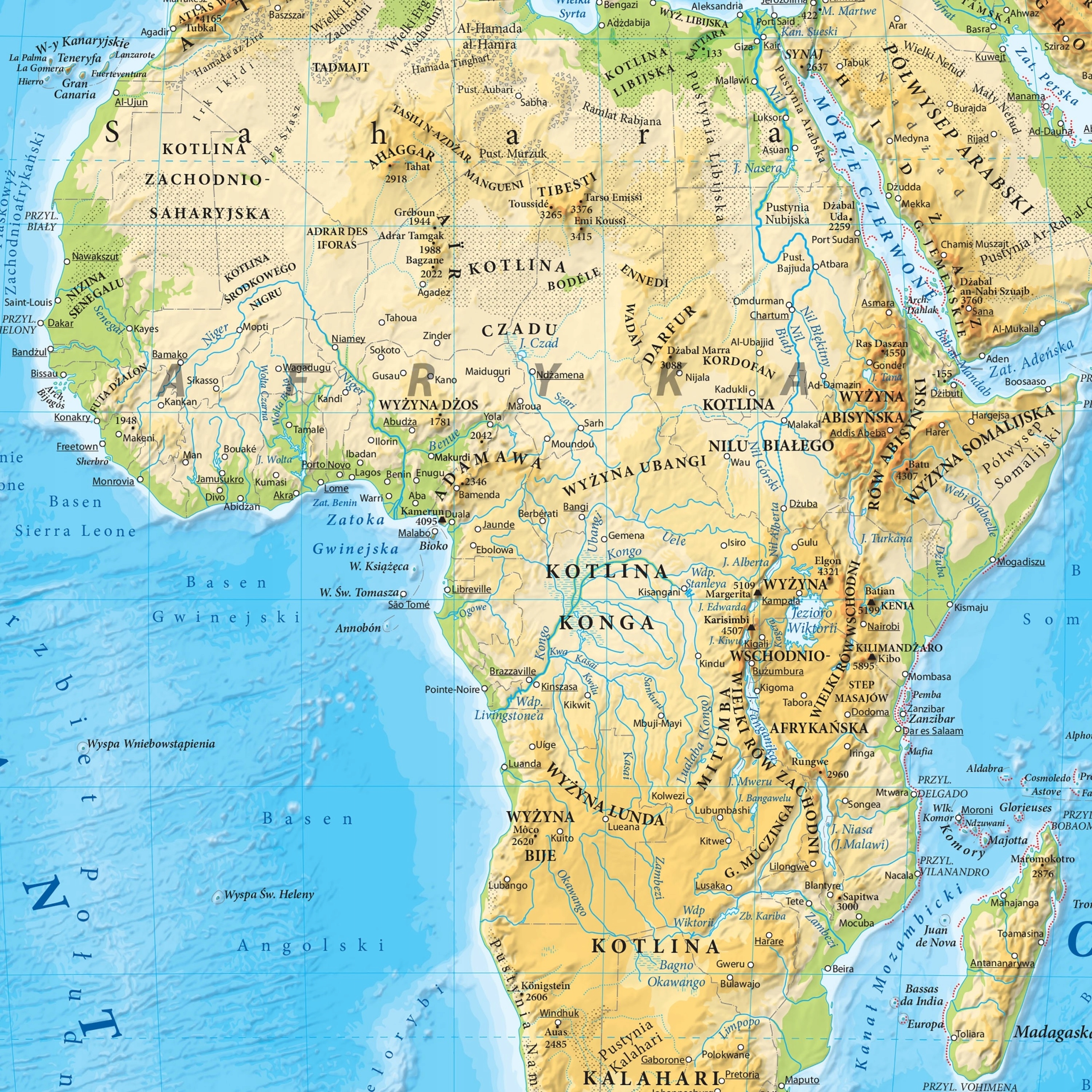 PUZZLE 2000 MAPA FIZYCZNA GEOGRAFICZNA W JĘZYKU POLSKIM AKTUALNA ARTGLOB Wiek dziecka 10 lat +