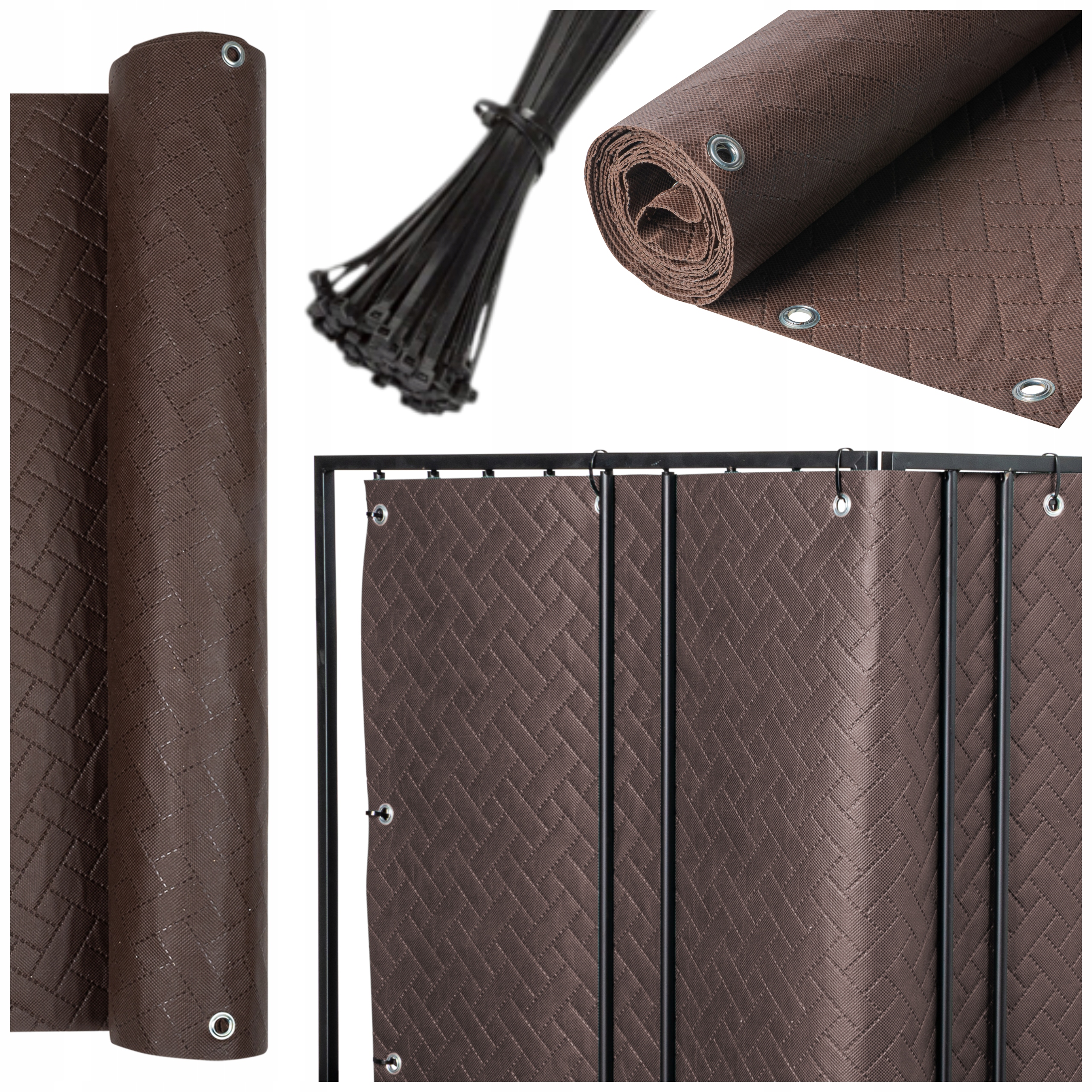 Osłona Balkonowa Premium Brąz 1,1x6M Mata Na Balkon Taras Płot Gruba 240g