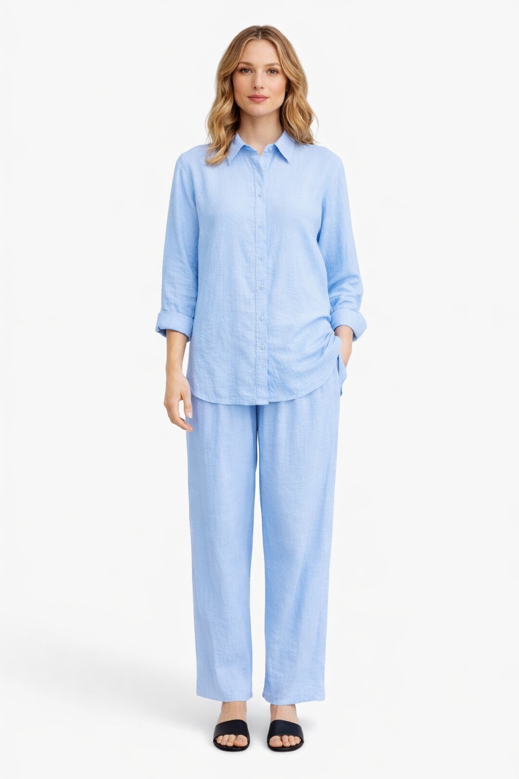 Modrý Dámský Komplet Košile S Límečkem XL 1I4A