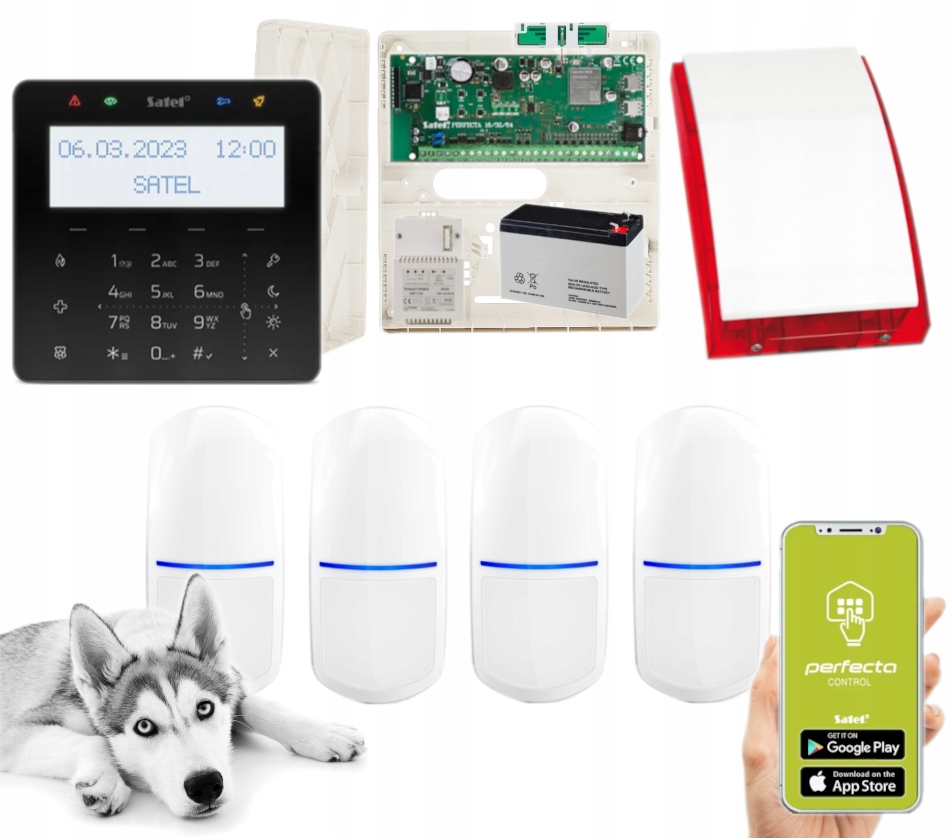 Alarm Satel Perfecta 64 M Lte Apka 4 Czujki Slim-pir-pet KSG2R-B Syrena