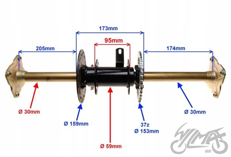 OŚ TYŁ ATV 90 110 KPL Producent WZMOTO