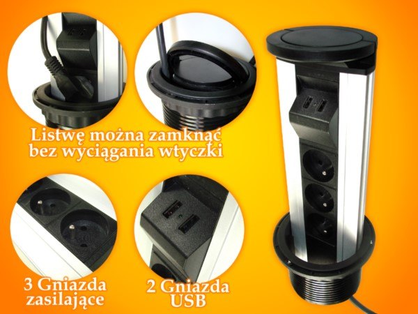 Power port Column Wx 3*Gn napájecí 2* Usb napájí