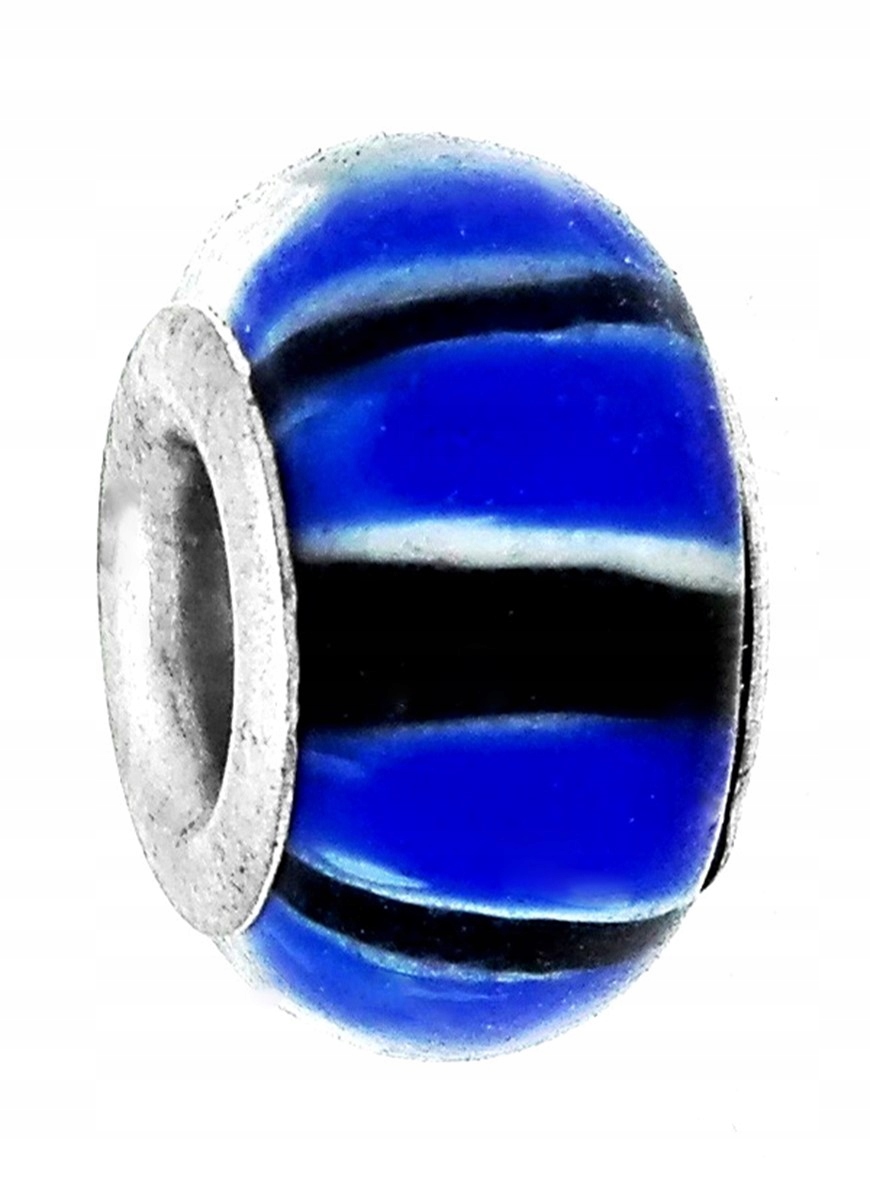 

Zawieszka beads - czarna w szafirowe paski