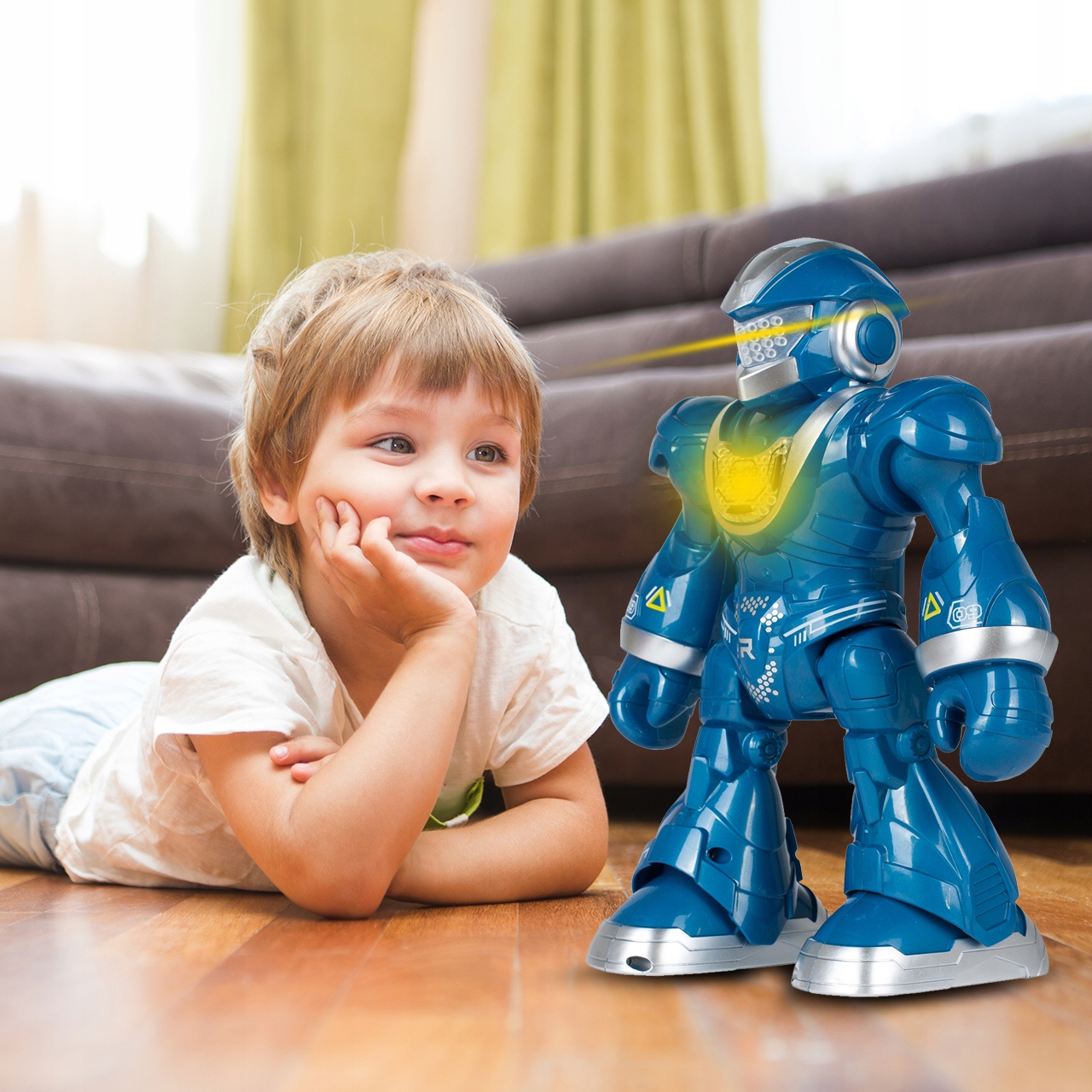 ROBOT ZDALNIE STEROWANY TAŃCZY CHODZI NA PILOTA Kolor dominujący odcienie niebieskiego