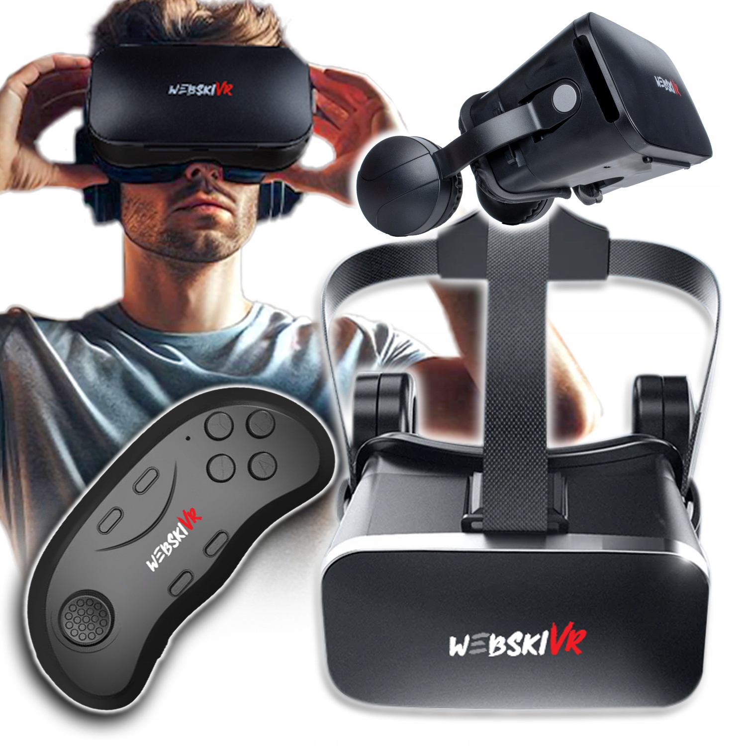 Virtuální Brýle Virtual Reality 360 Pro Sledování Filmů S Dálkovým Ovládáním Bluetooth