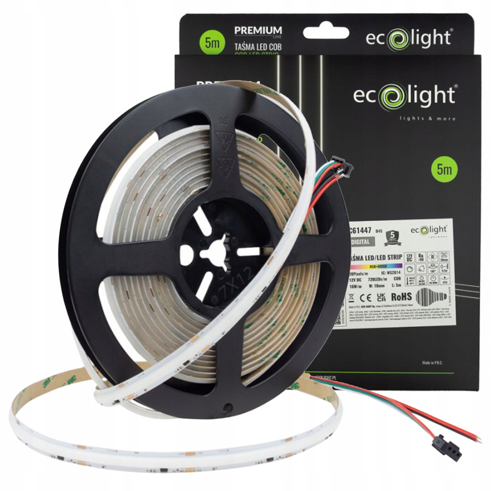 Led pásik Digitálny Cob pásik 16W/m 12V 4000K Rgb 5m Magic Pixel Tečúci
