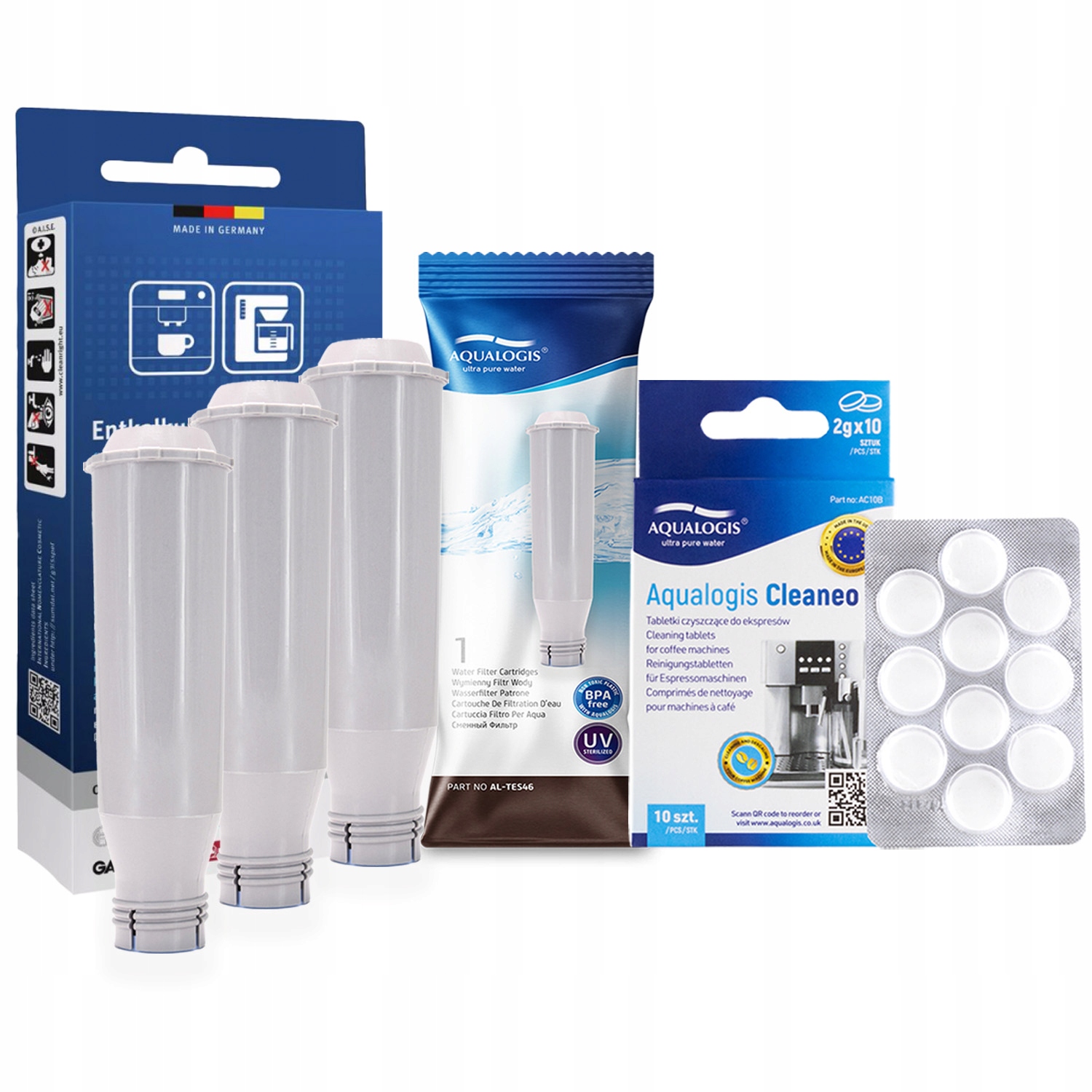 3x filtr AL-TES46 pro kávovar Bosch odvápňovací tablety čisticí tablety