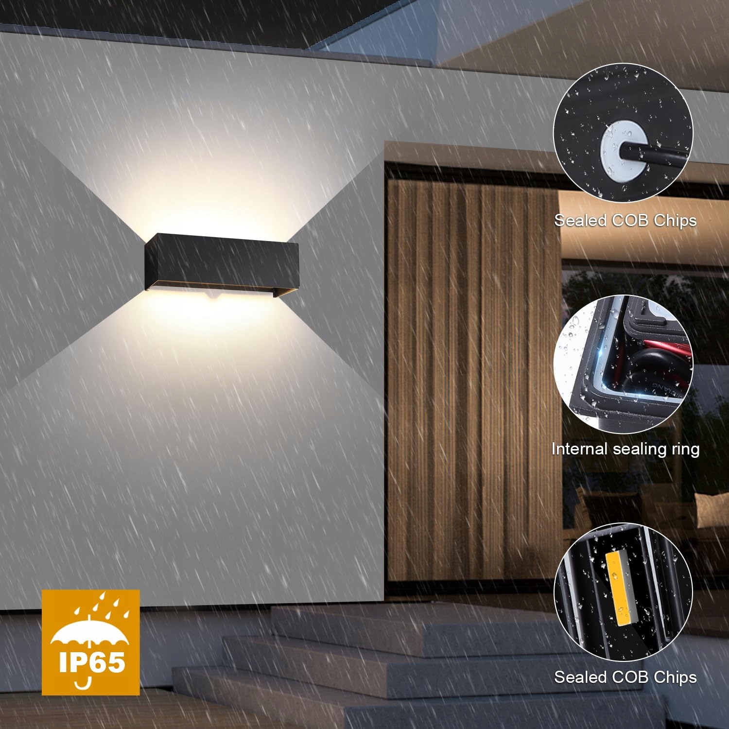 KINGWEN 2PCS 30W Lampa Zewnętrzna IP65 Regulowany Kąt Światła 3000K — miniatura 4