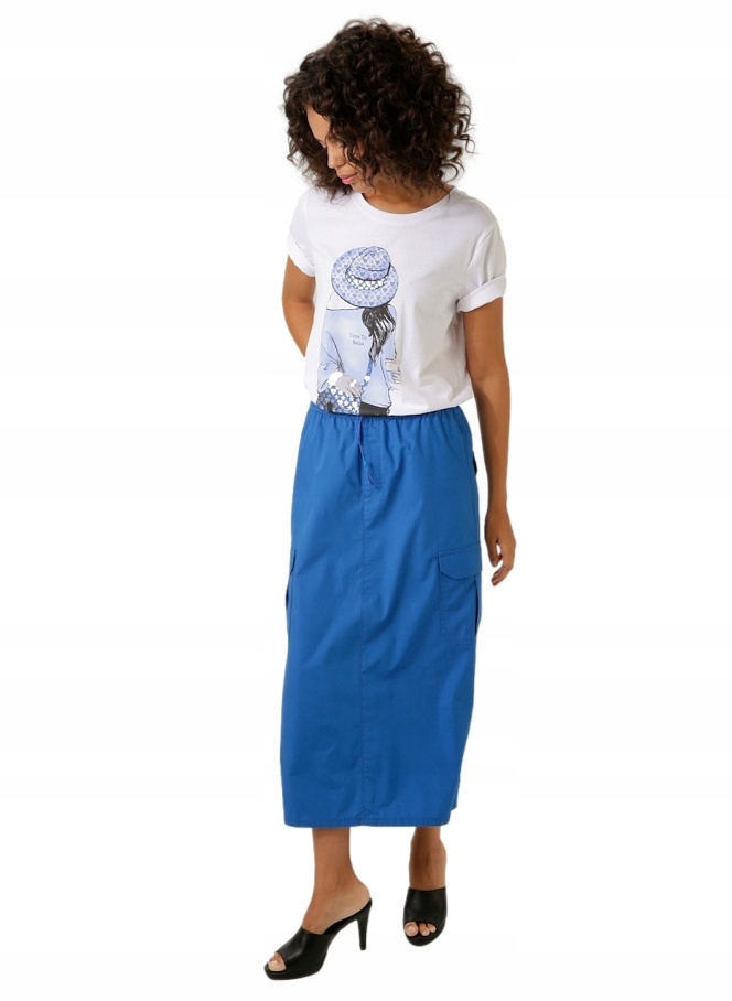 Bavlna Modrá Bavlněná Sukně Aniston A056 48