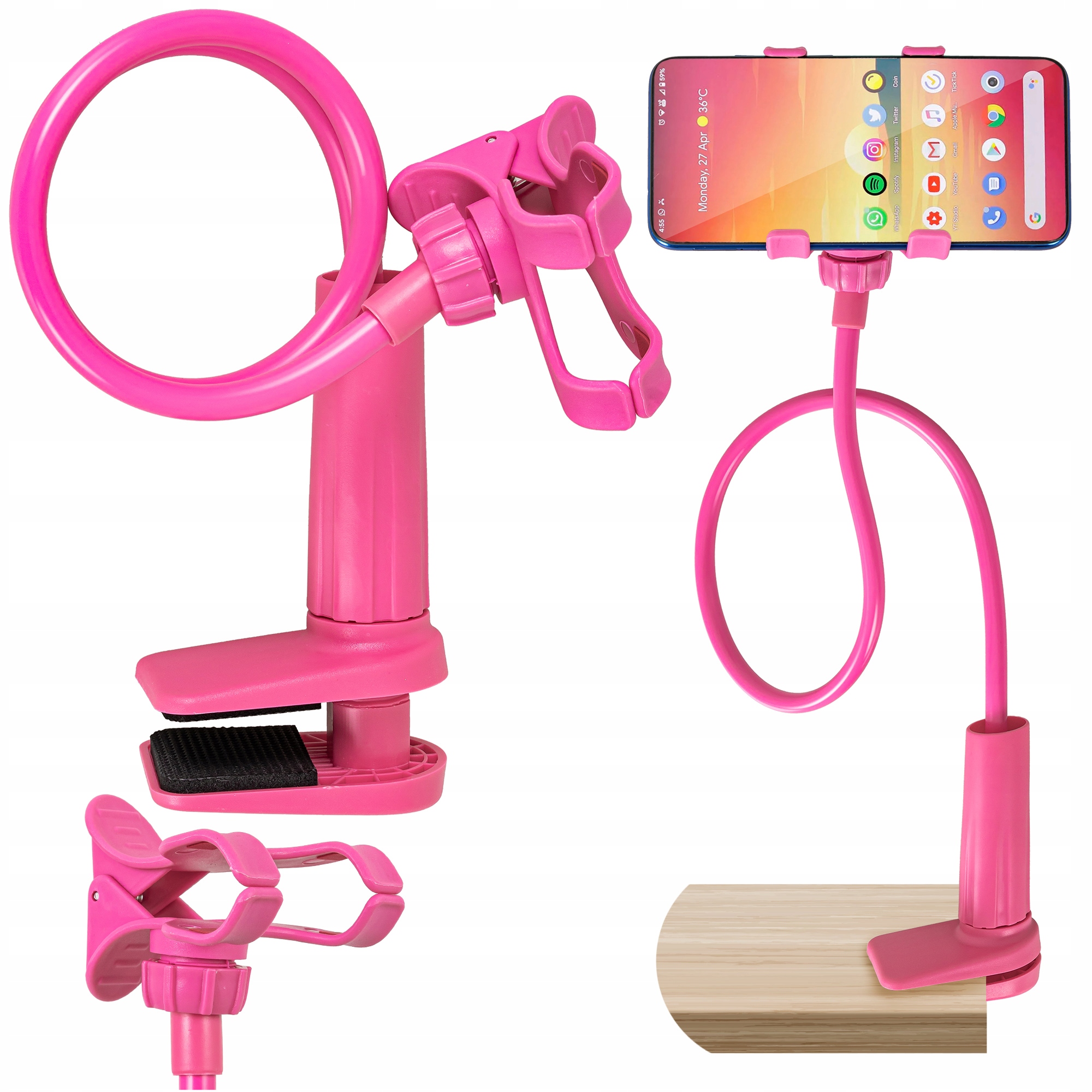 Uchwyt regulowany do telefonu Różowy NEW