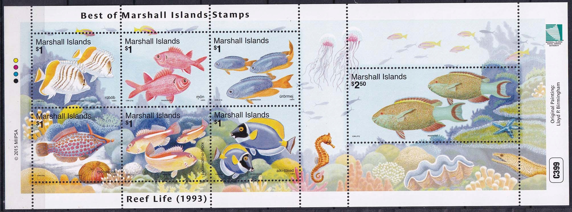 W.MARSHALLA** Mi 3454-60 ARKUSIK, Zwierzęta, ryby