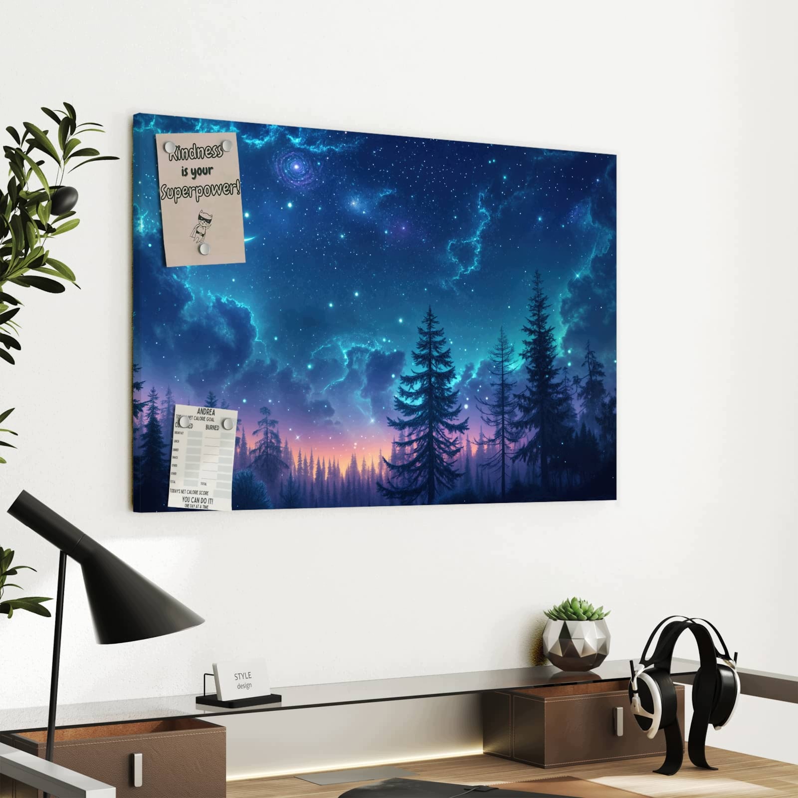 Magnetická tabule Noční obloha Les 60 × 40 cm