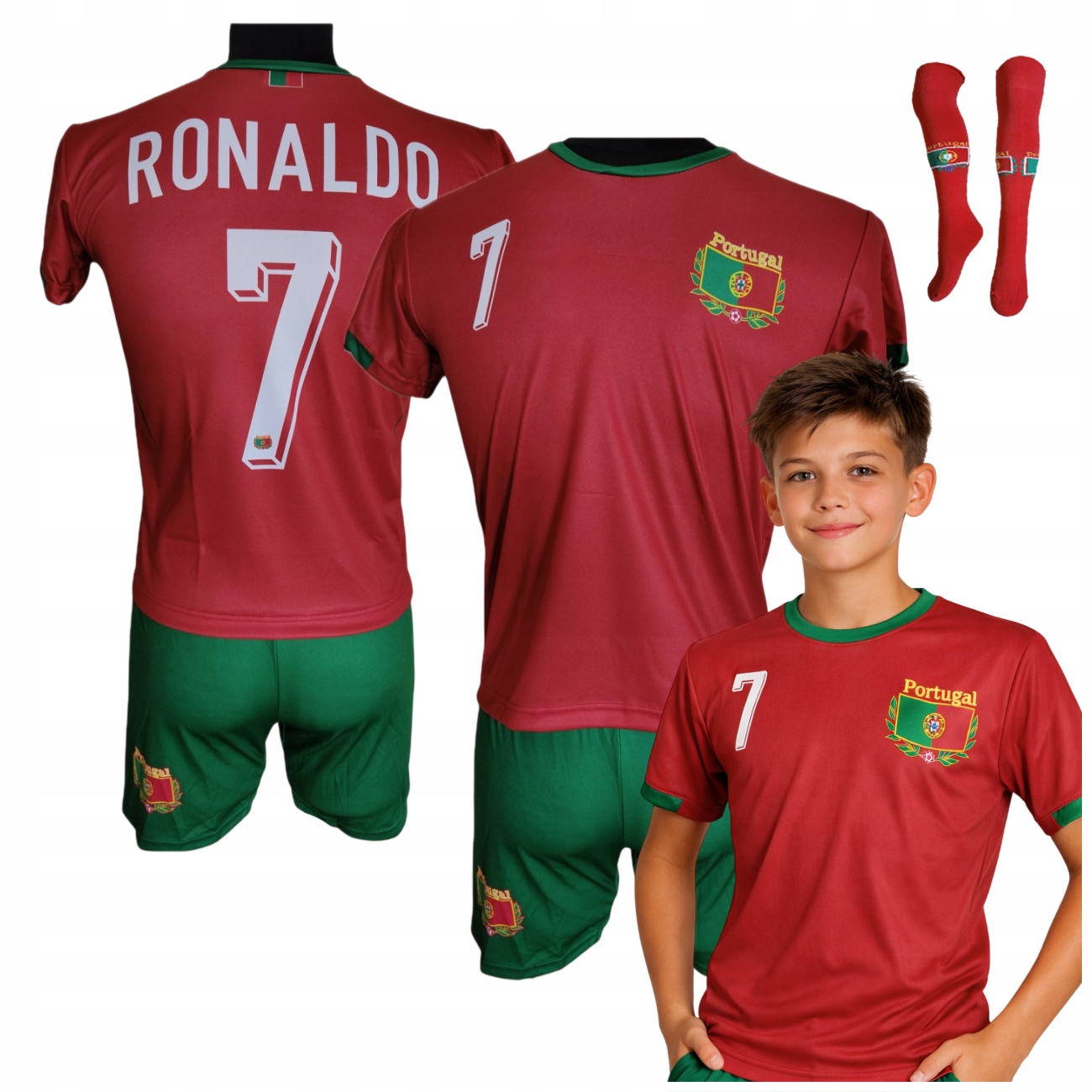 Koszulka Spodenki Komplet Ronaldo 116 Strój Piłkarski Getry Trening Mecz