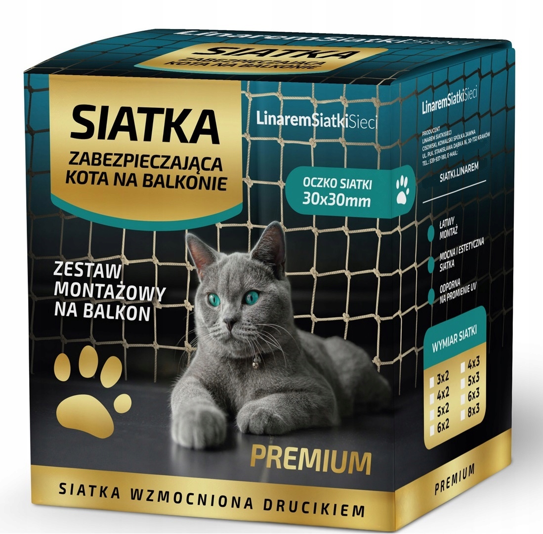 Levně Set Síťka Na Balkon 2x3m S Prémiovým Drátkem Pro Kočky Bez Vrtání