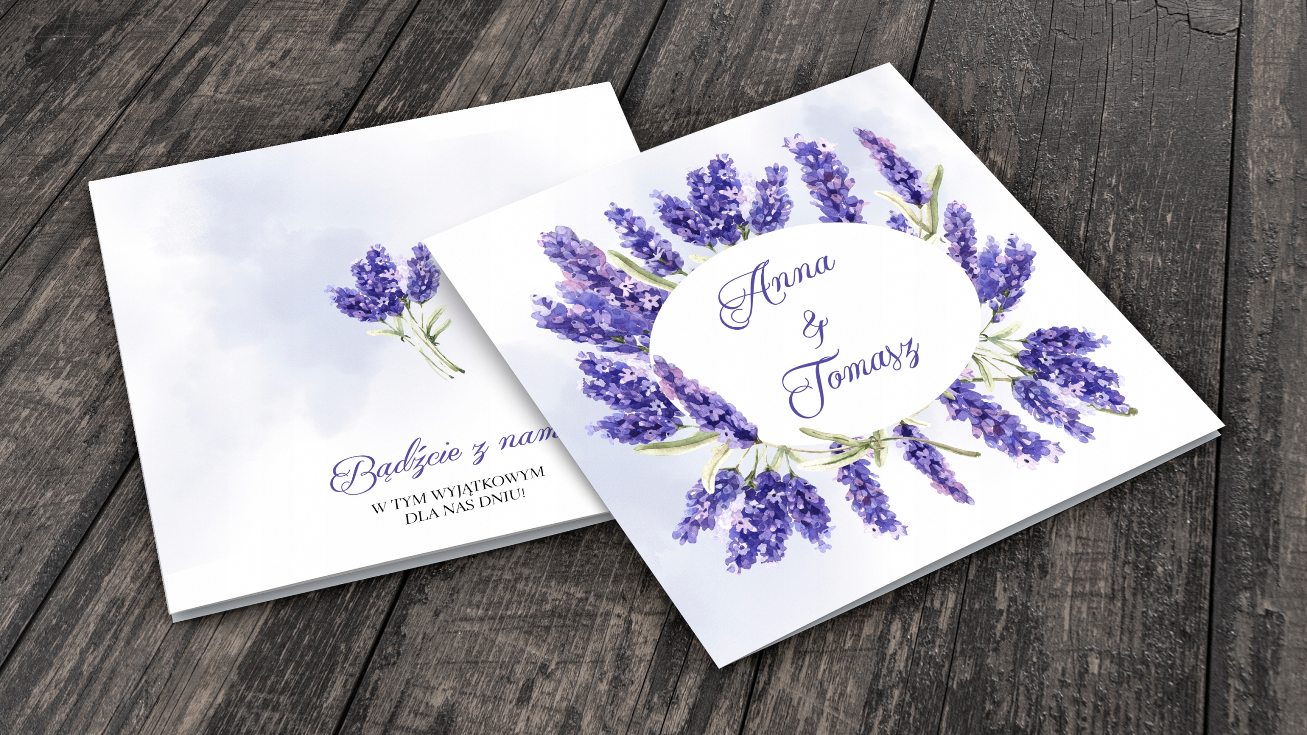 Zaproszenia ślubne LAWENDA koperta PAPIER PERŁOWY Nazwa Lawendowe pole