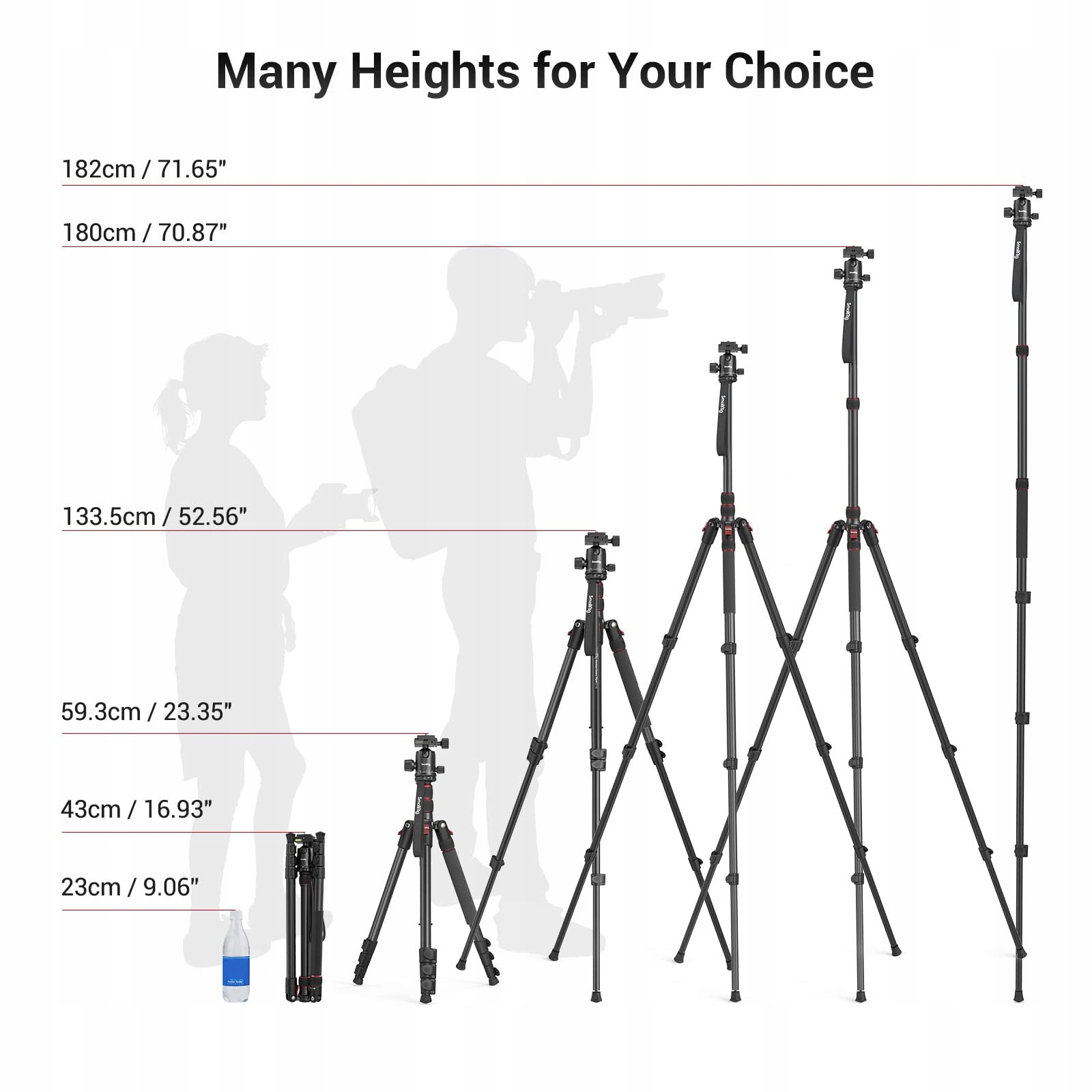 SMALLRIG Statyw Kamera Aluminiowy 71" Z Kulową Głowicą i Uchwyt Telefonu — miniatura 3