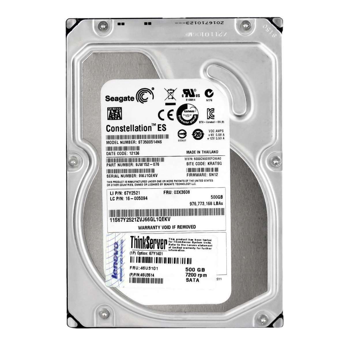 Lenovo 46U3101 46U3514 500GB Sata II 7.2K 32MB 3.5'' ST3500514NS