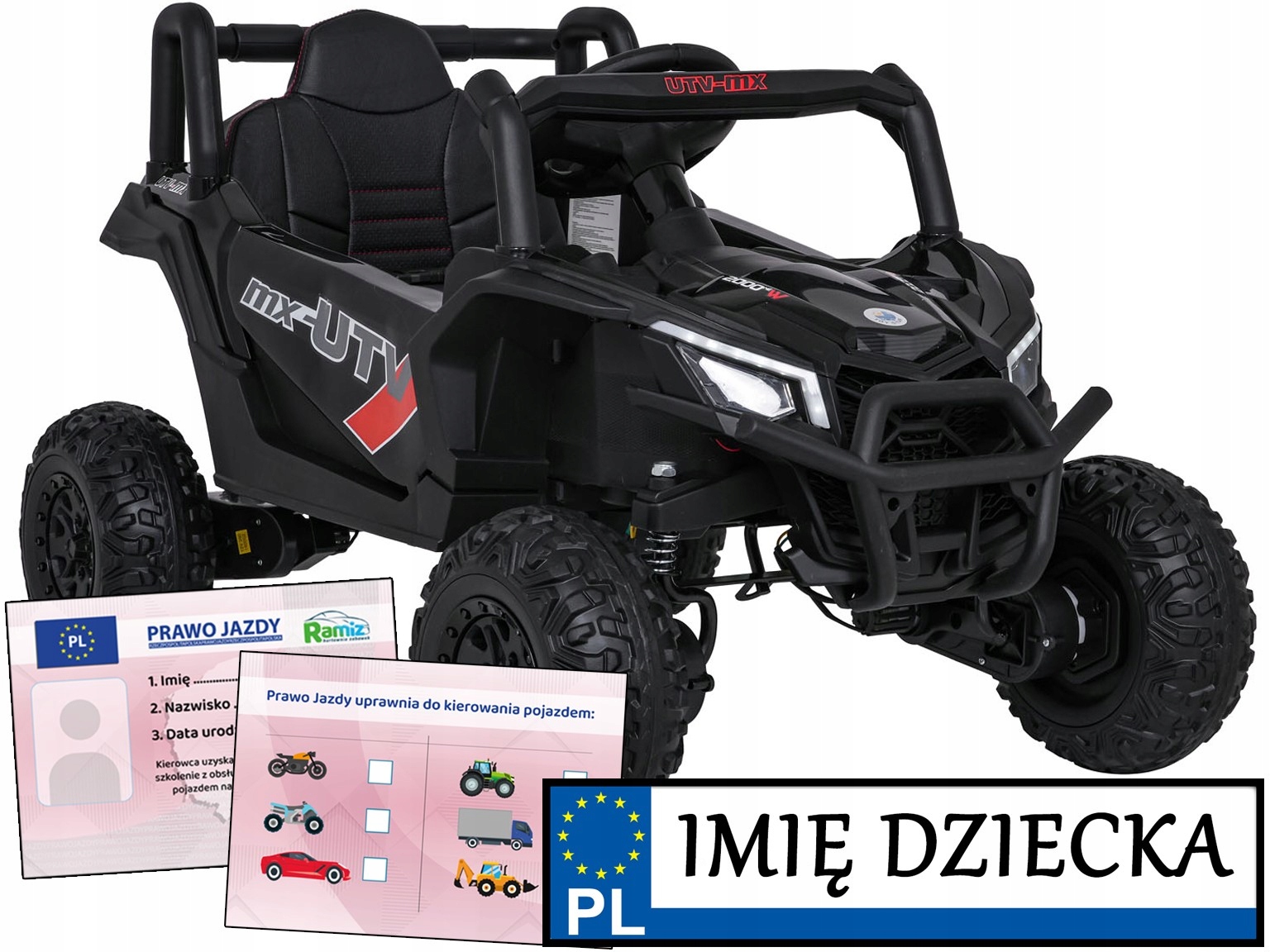 Buggy Madman Utv-mx auto dla dzieci 4 silniki 3 prędkości Pilot do 7 km/h