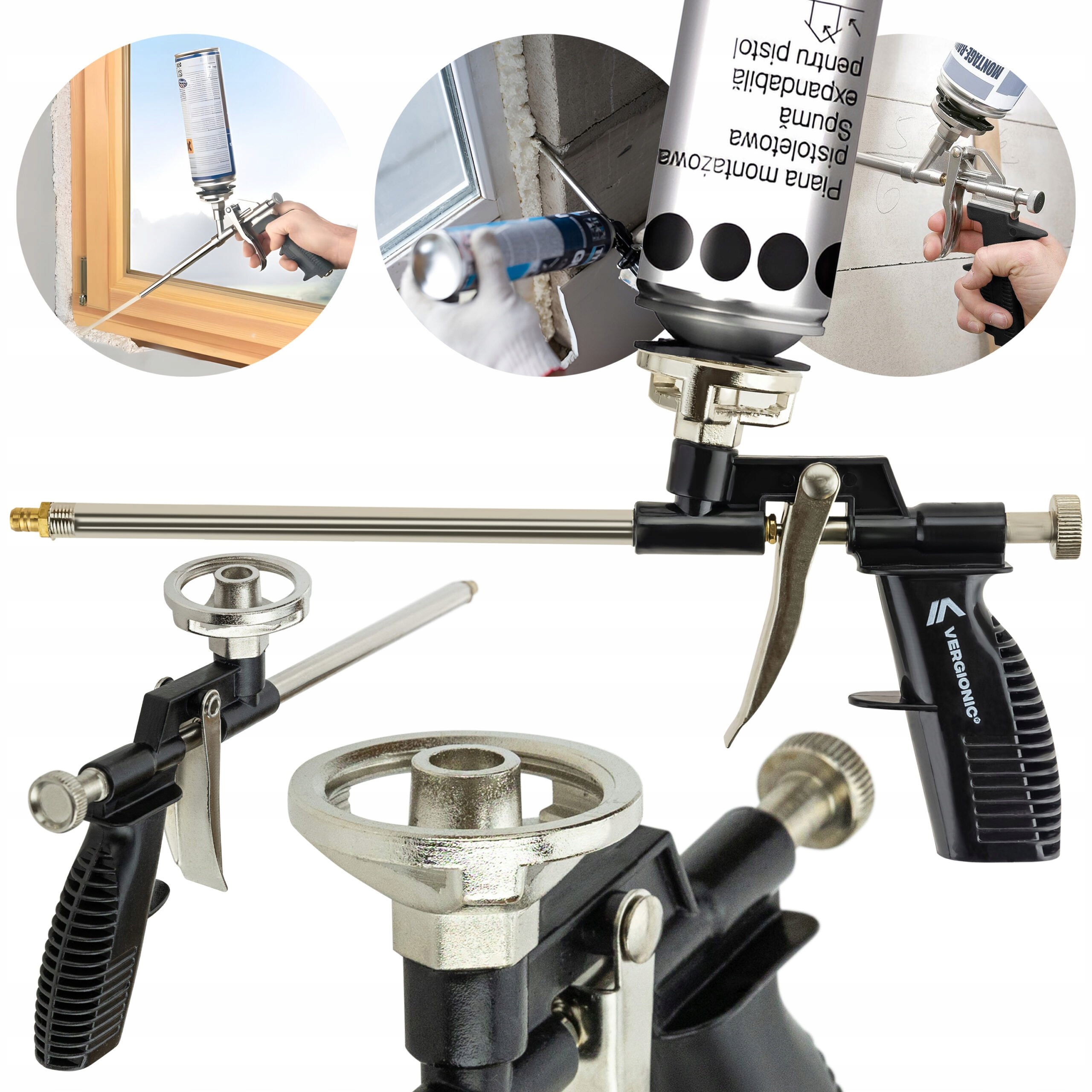 PISTOLET DO PIANKI PIANY MONTAŻOWEJ KLEJU METALOWY DYSZA Marka PrzydaSie