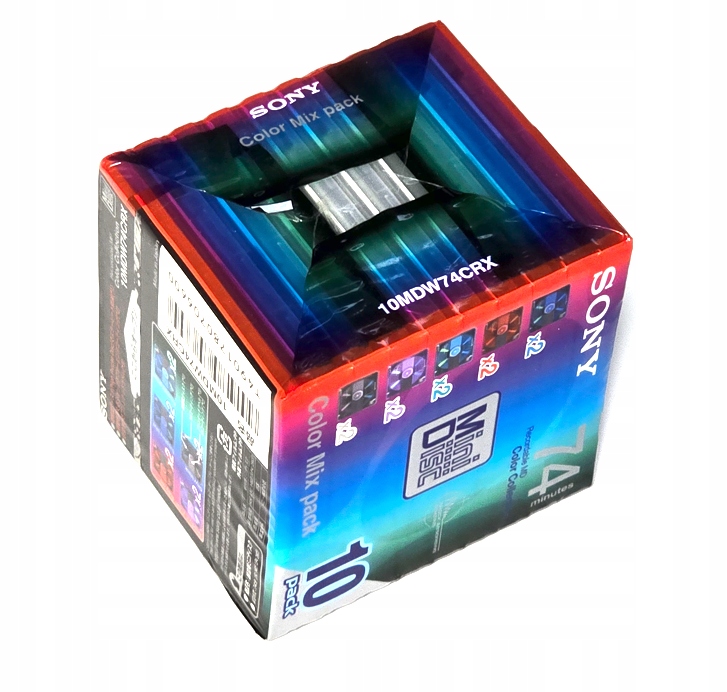 Minidisc Sony 10 Pack Color MIX Diskety 10 Ks 10 MDW74 Crx Vyrobené V Japonsku