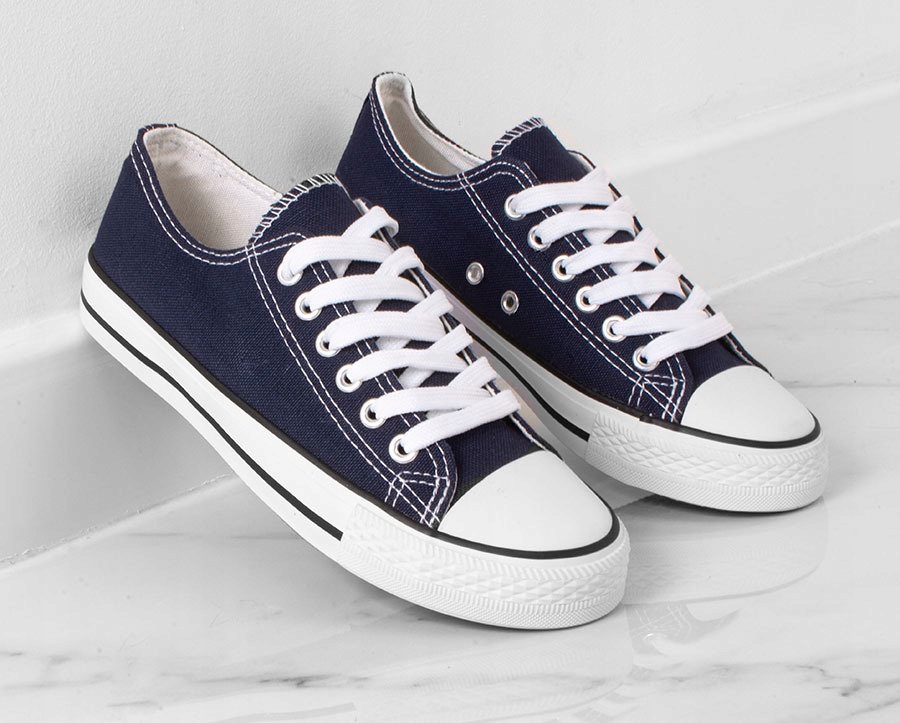 1431 MĘSKIE NISKIE TRAMPKI TENISÓWKI GRANATOWE 44 Rozmiar UK 8.5