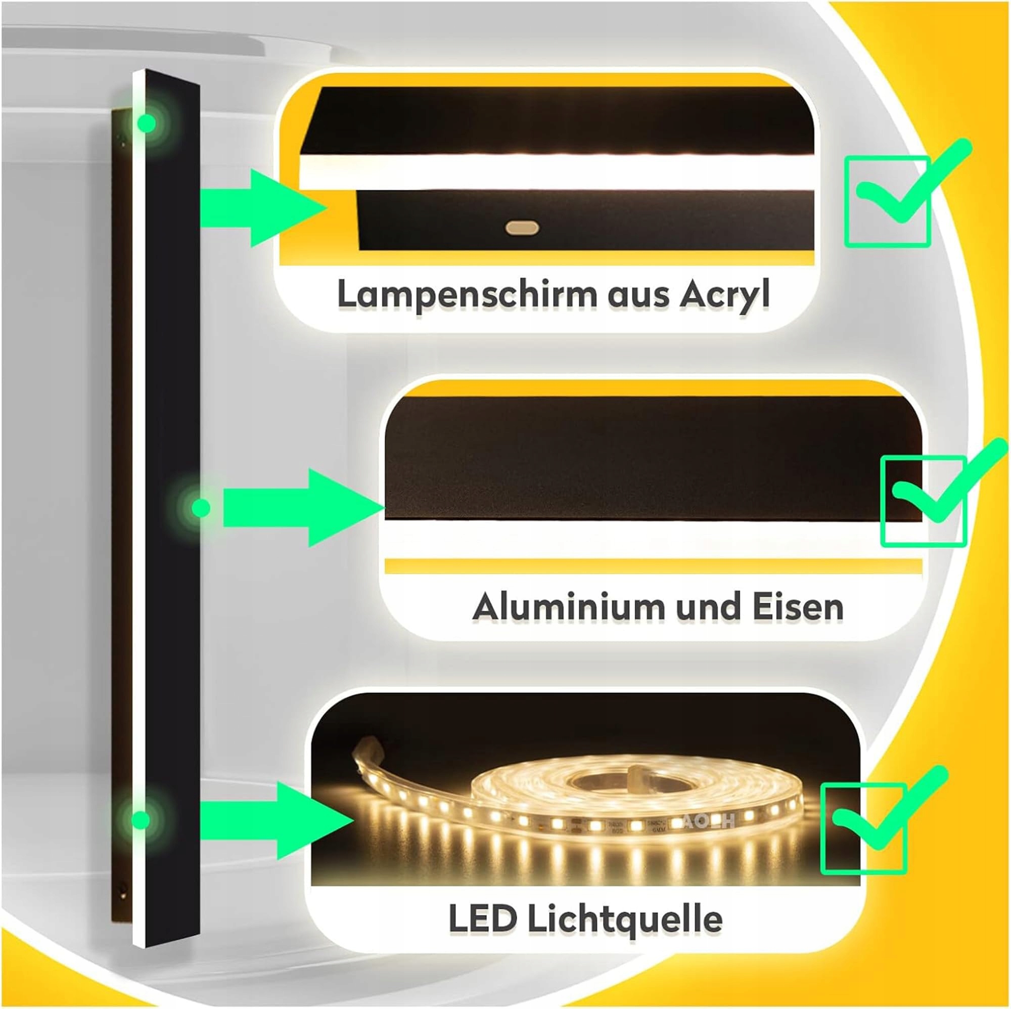 LED Ścienna Lampa Zewnetrzna Wewnetrzna IP67 Czarna 7W 30x5cm — miniatura 6