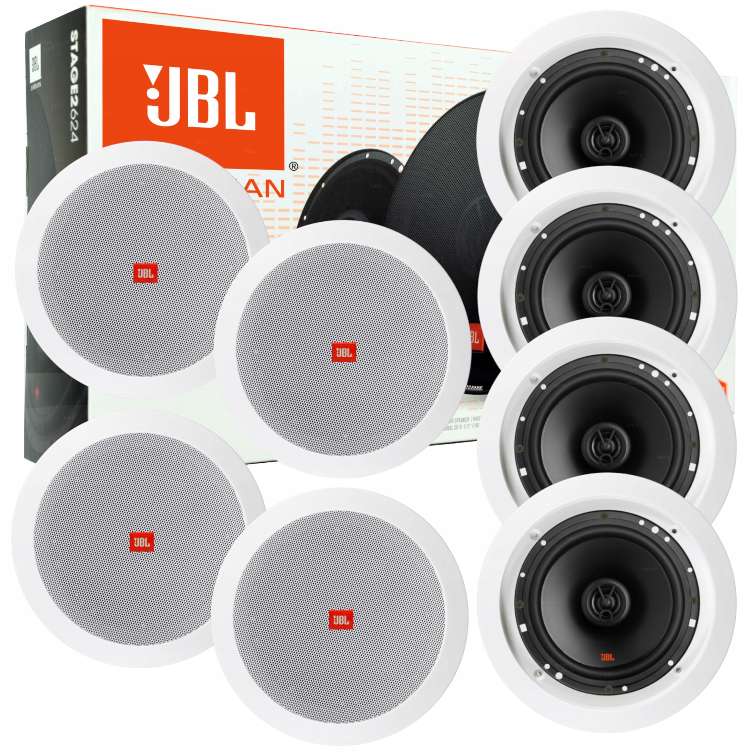 GŁOŚNIKI JBL 240W + MASKOWNICE SUFITOWE 4szt.