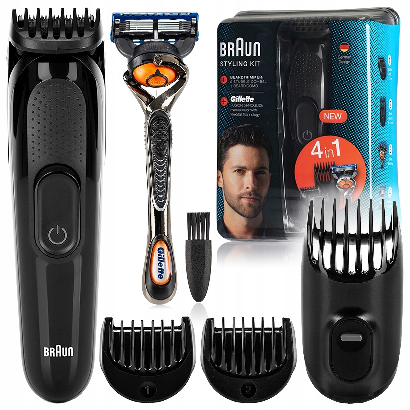 Trymer Maszynka Do Włosów Zarostu Brody Braun SK30004in1 +Gillette ProGlide