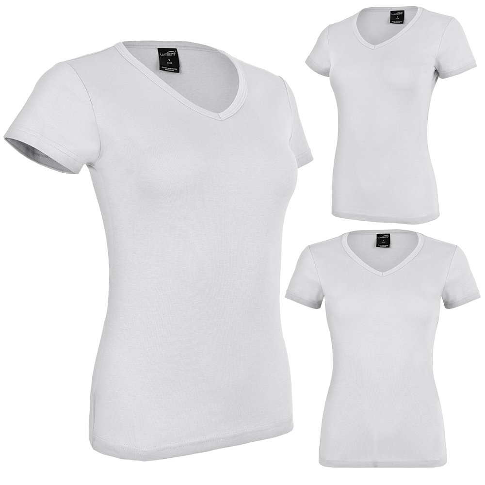 T-SHIRT KOSZULKA DAMSKA BAWEŁNIANA W SEREK KRÓTKI RĘKAW BIAŁA SPORTOWA XXL