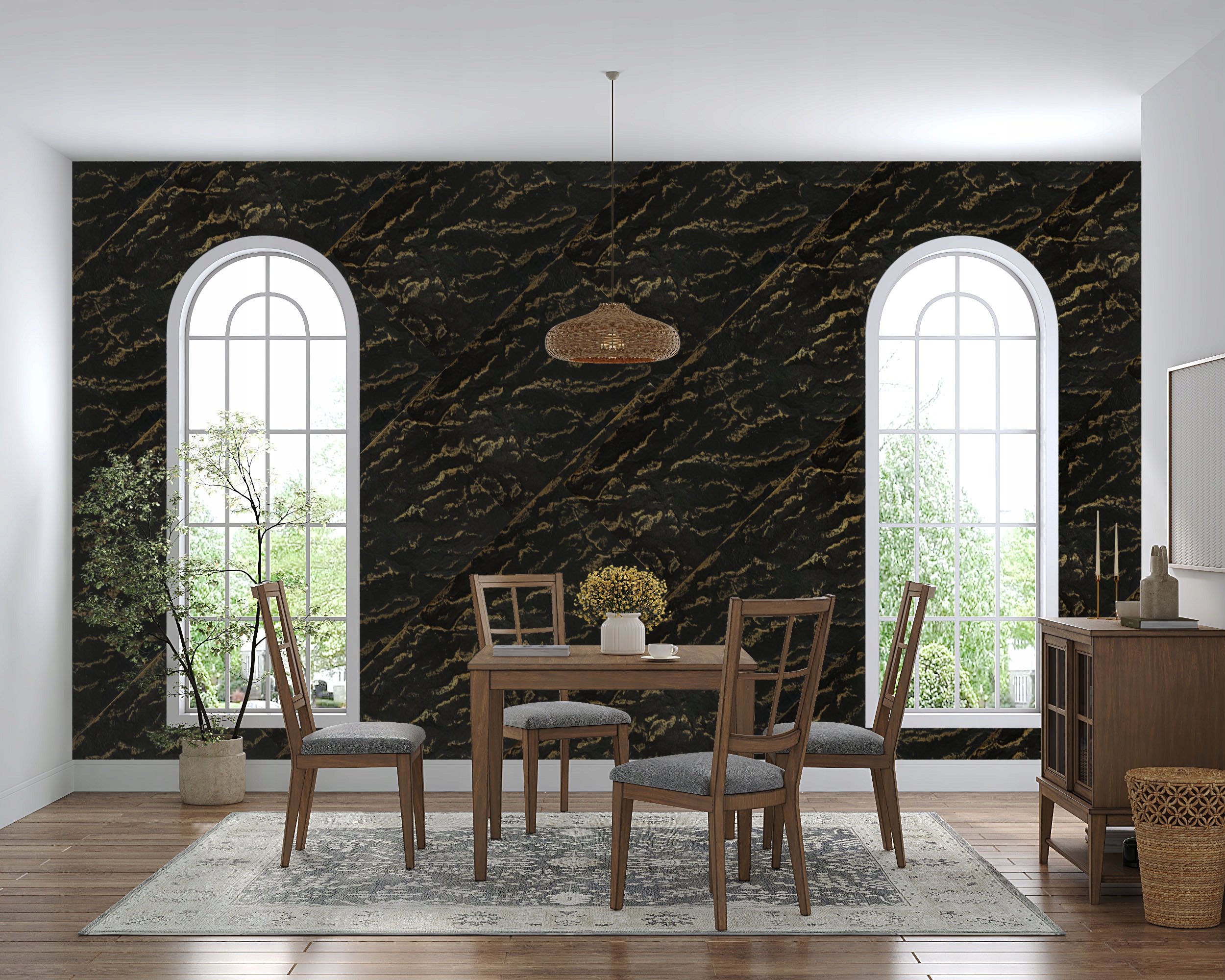 Panele Ścienne Kamień Naturalny beton CZARNY Złoty imit. 3D 0,5m2 GŁAZ C-Z