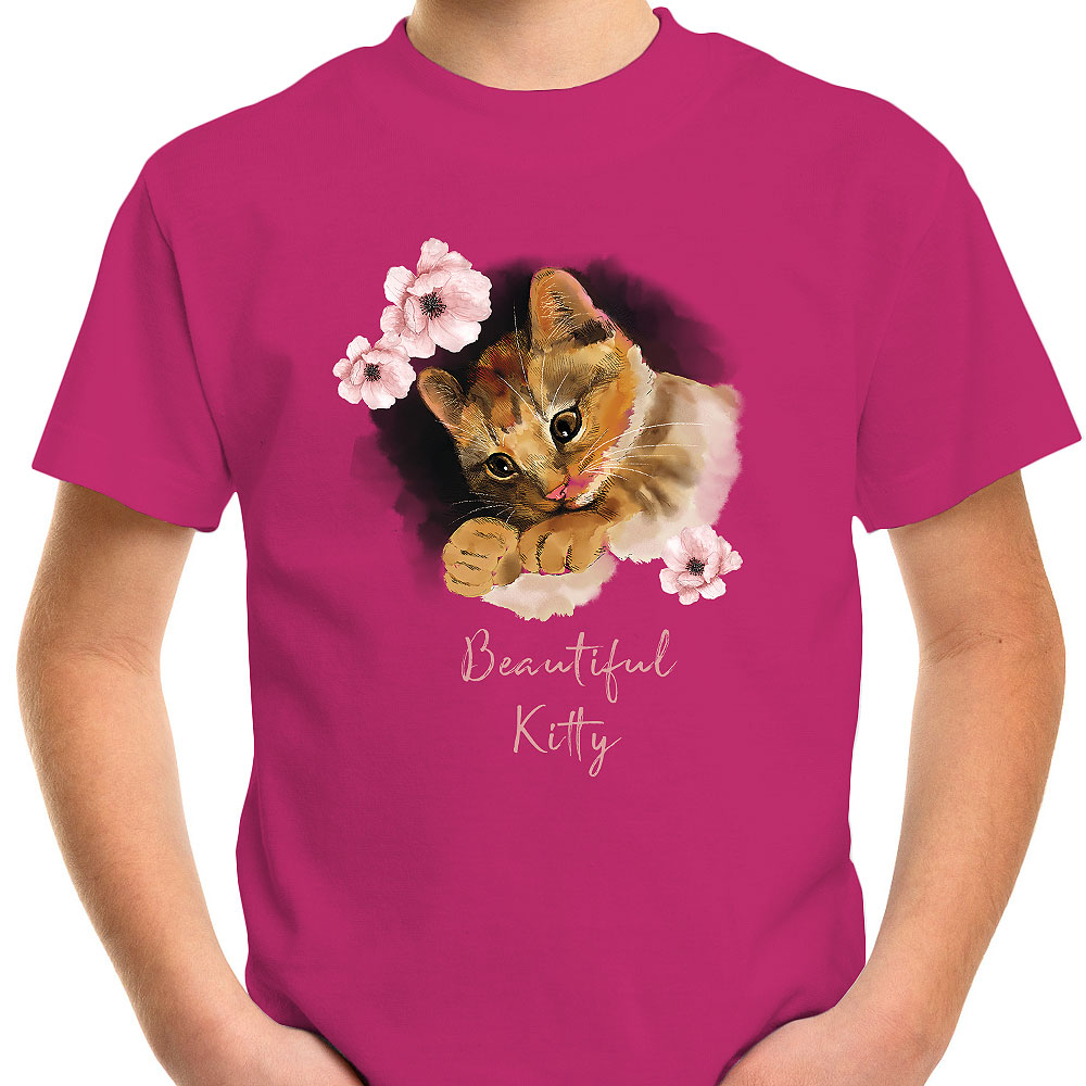 T-SHIRT KOSZULKA DLA DZIECKA KOTY KOTKI 128 SUPER JAKOŚĆ